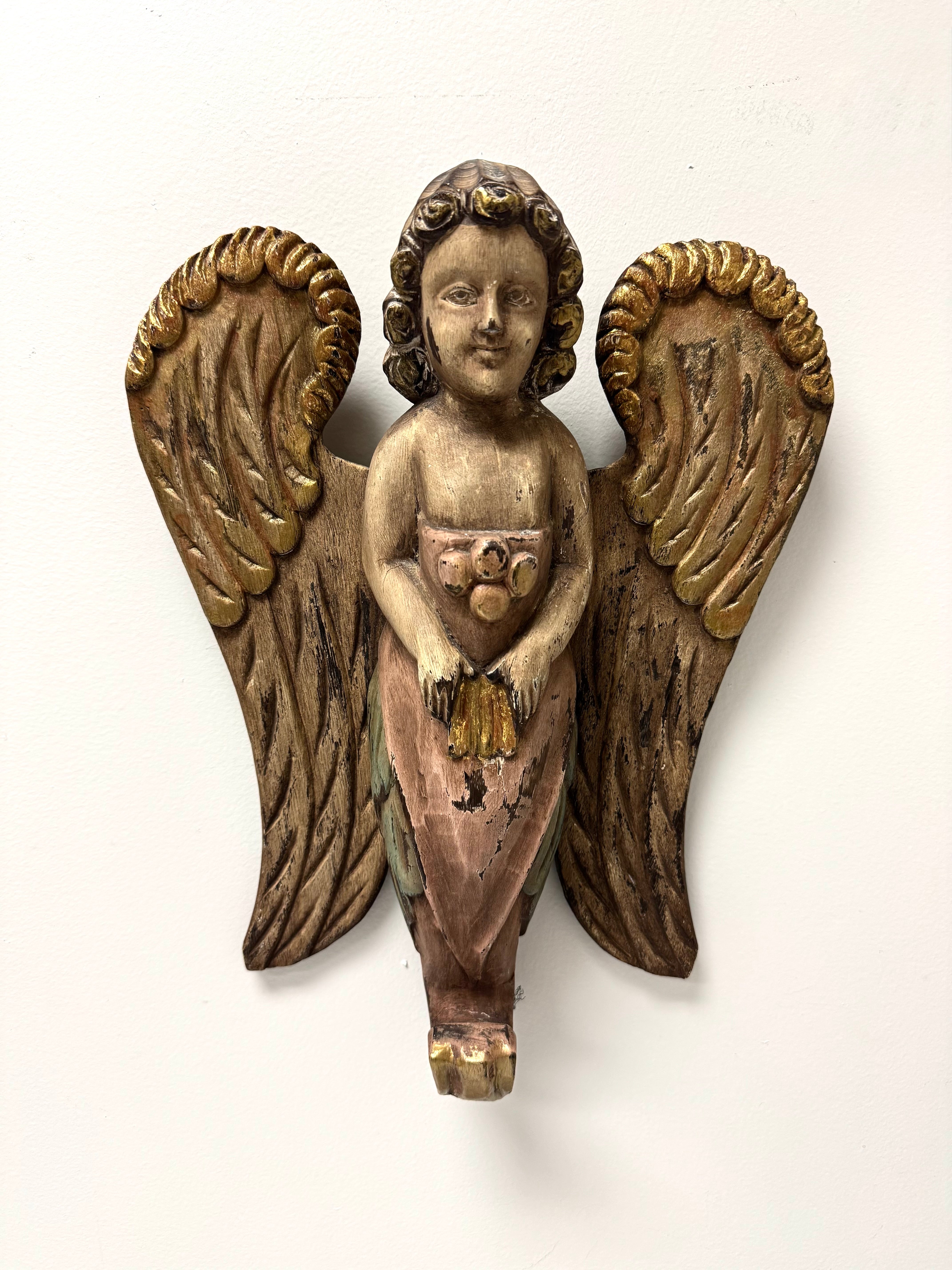 Hand-carved Wooden Angel Wall Decor