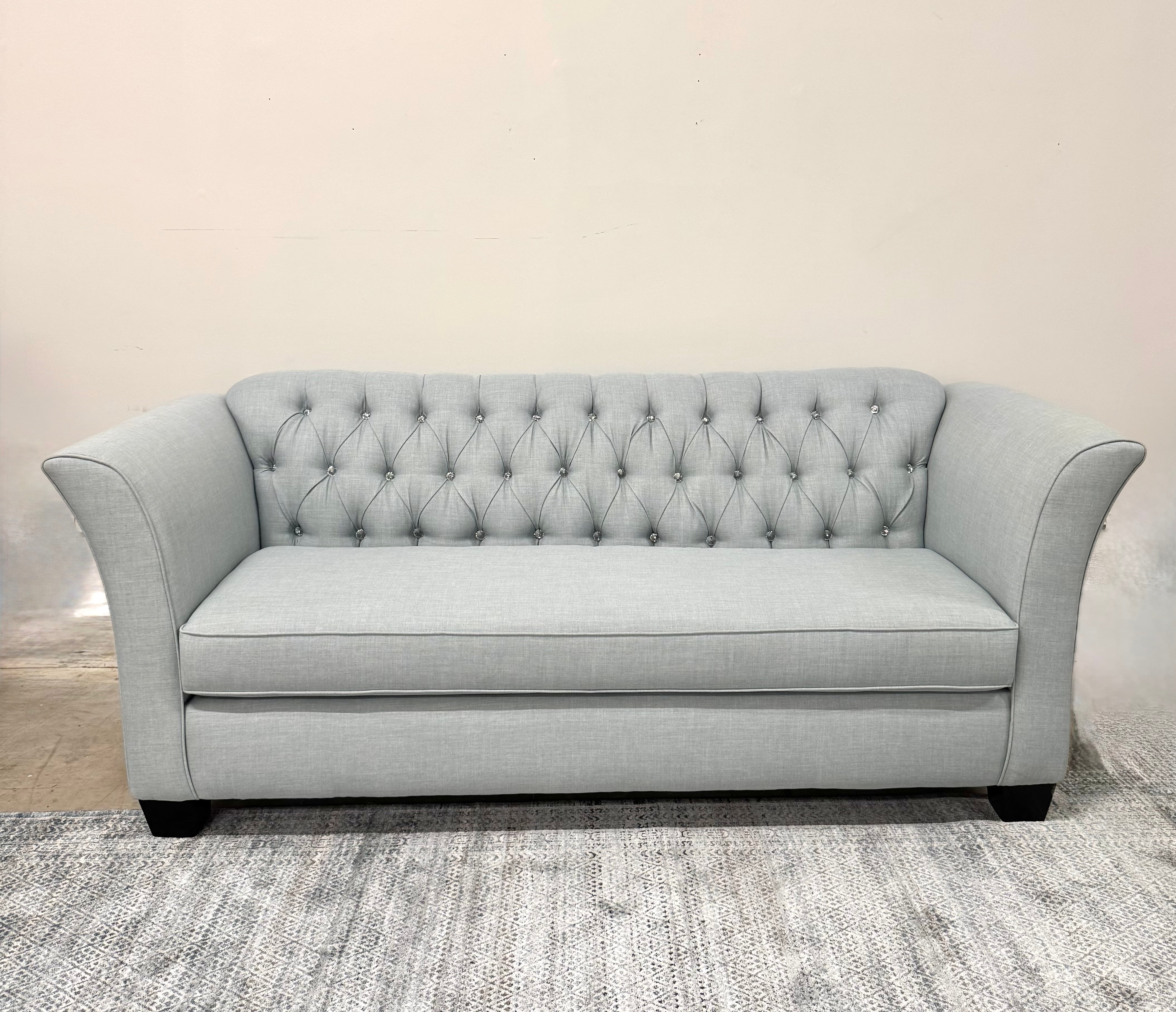 Powder Blue Tufted 86" Sofa
