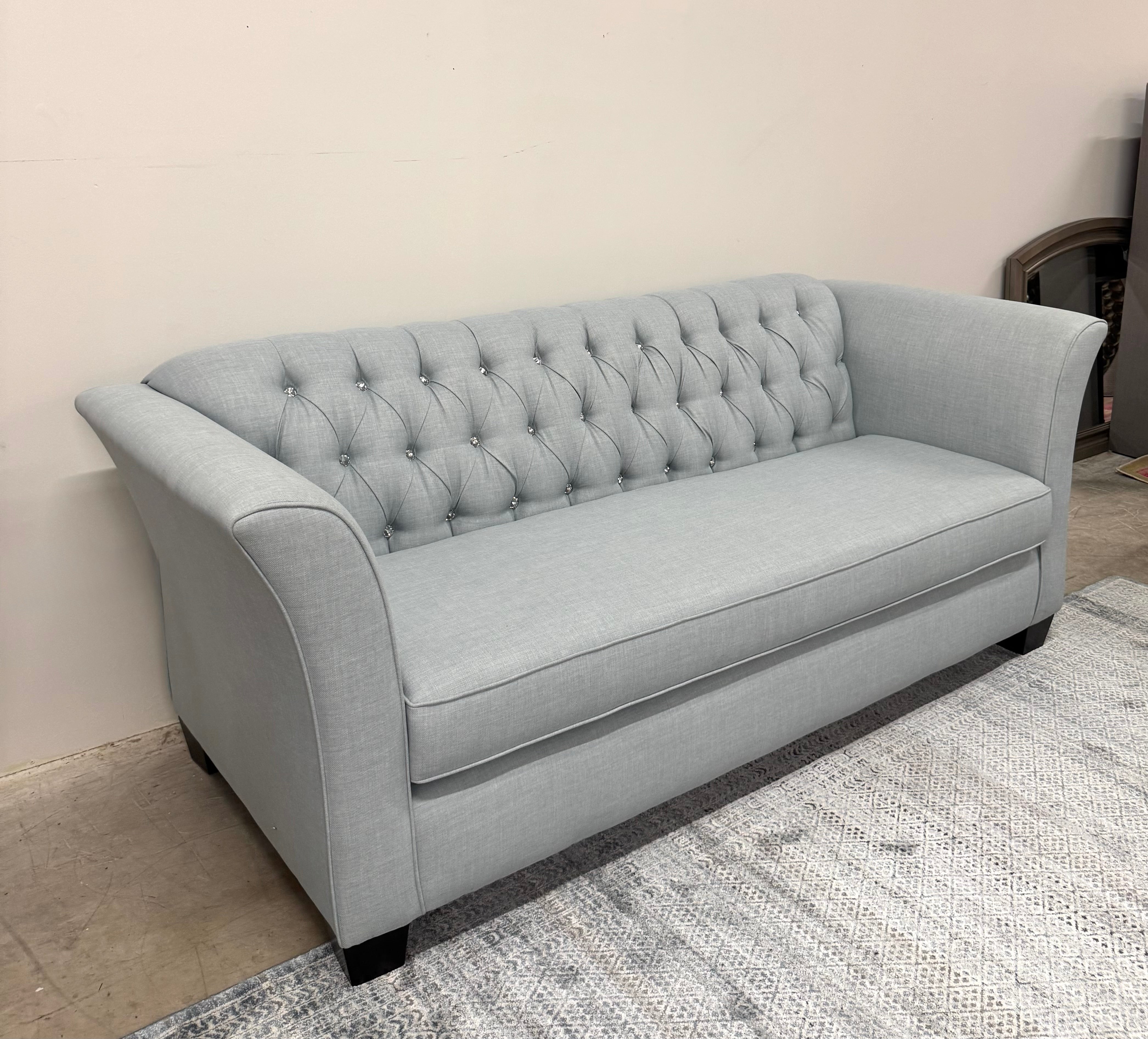 Powder Blue Tufted 86" Sofa