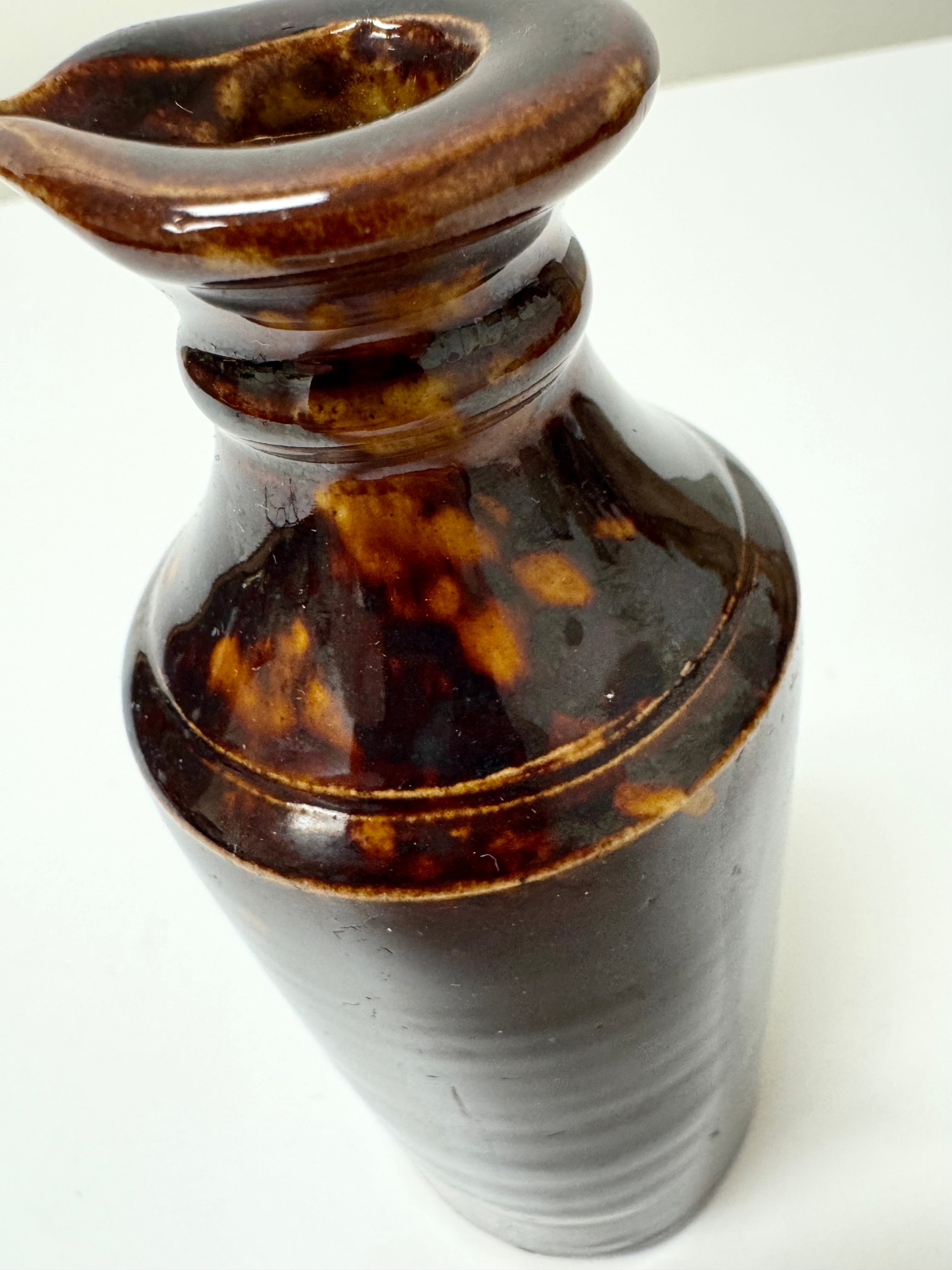 Vintage Brown Salt-glaze Stoneware Bottle