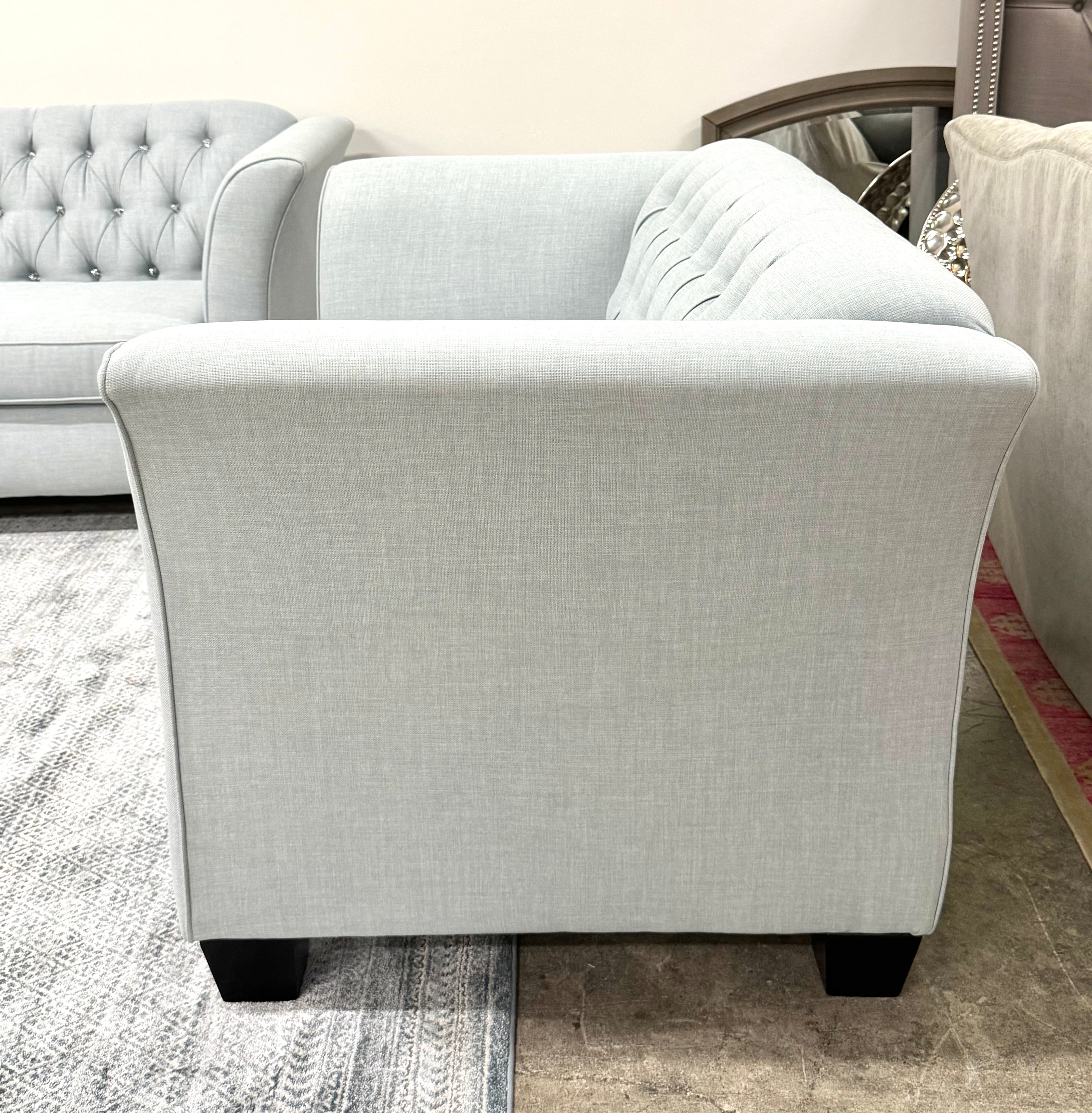 Powder Blue Tufted 63" Loveseat