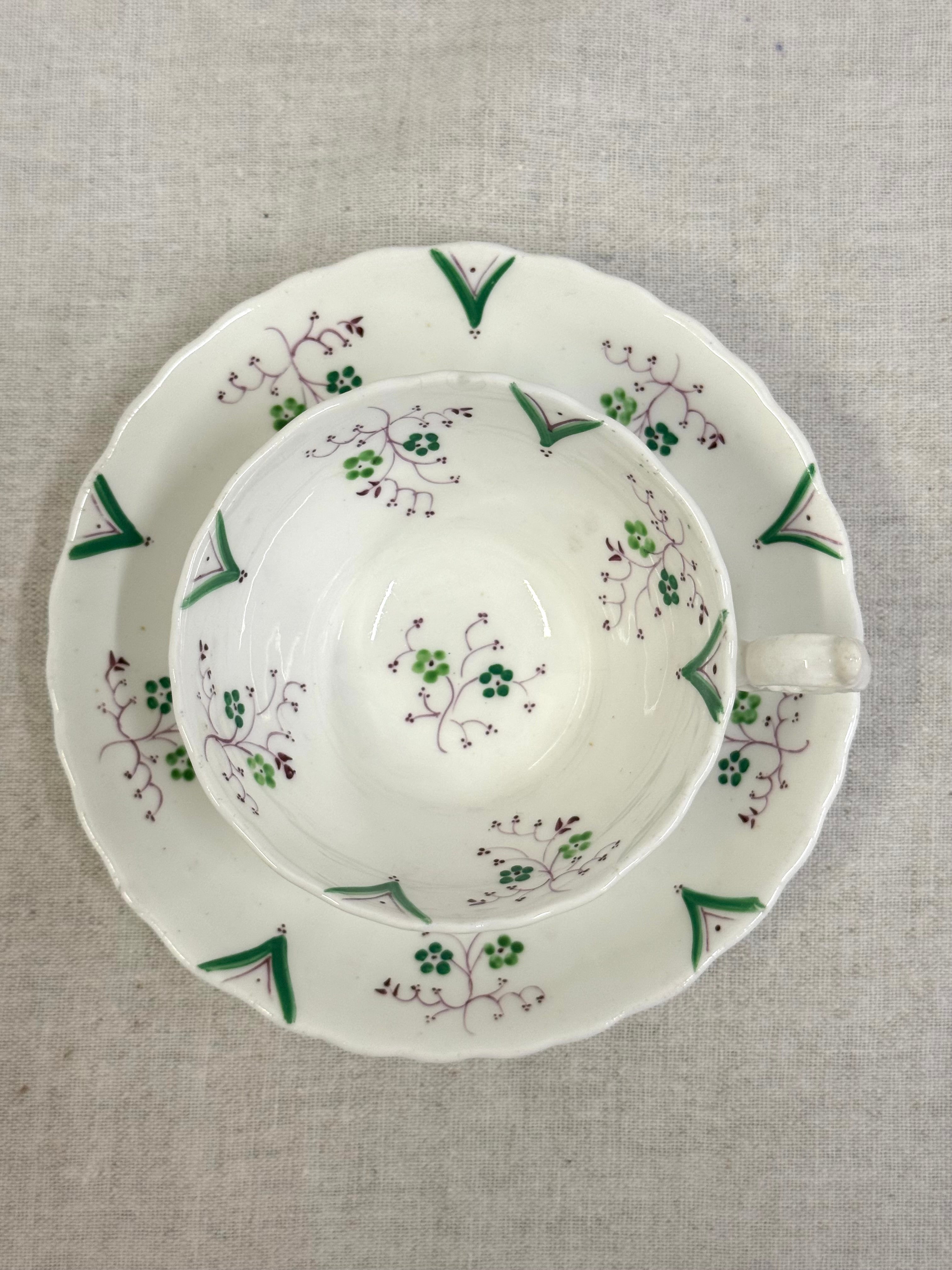 Antique Sprigware Cornflower Cup & Saucer