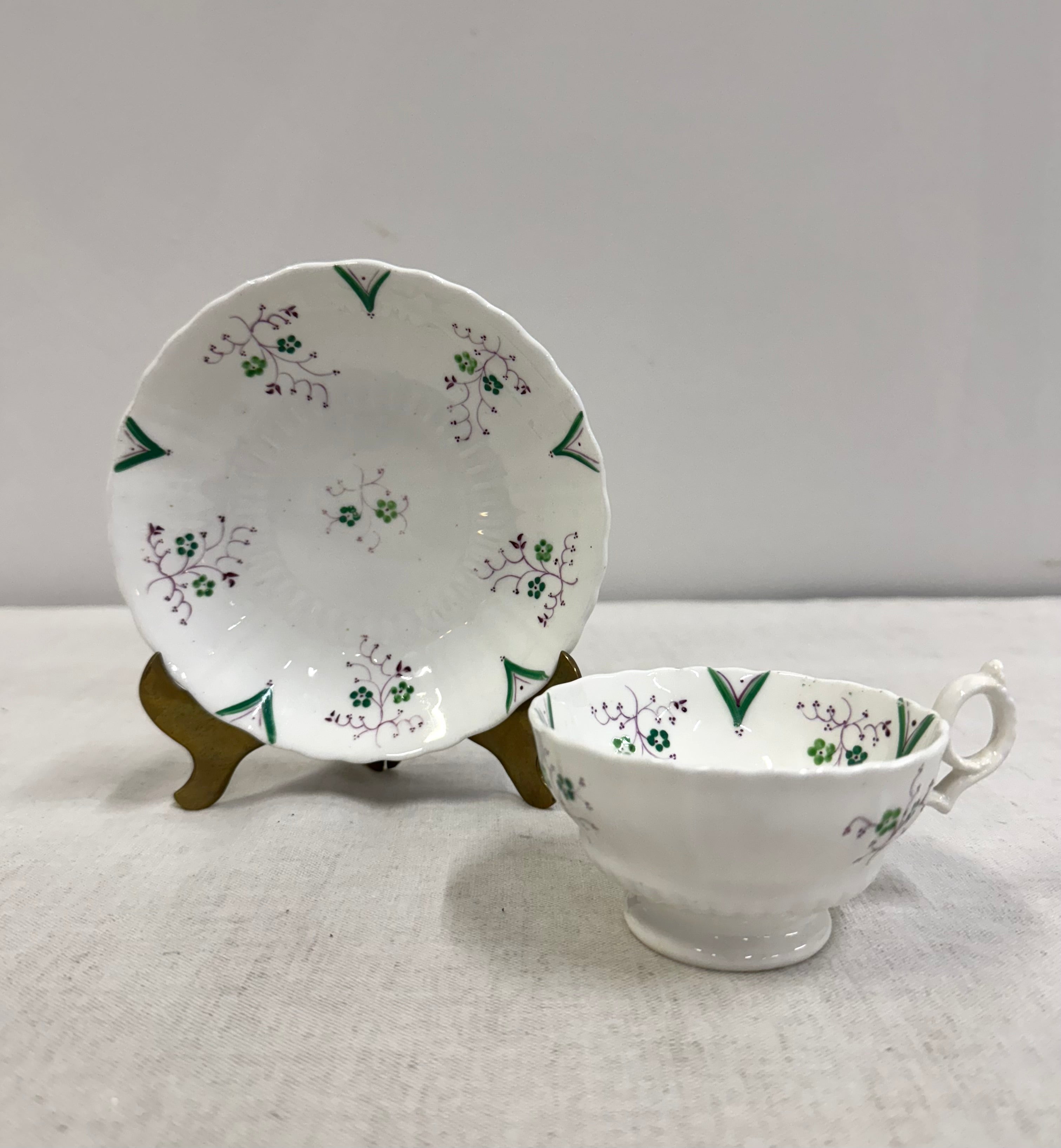 Antique Sprigware Cornflower Cup & Saucer