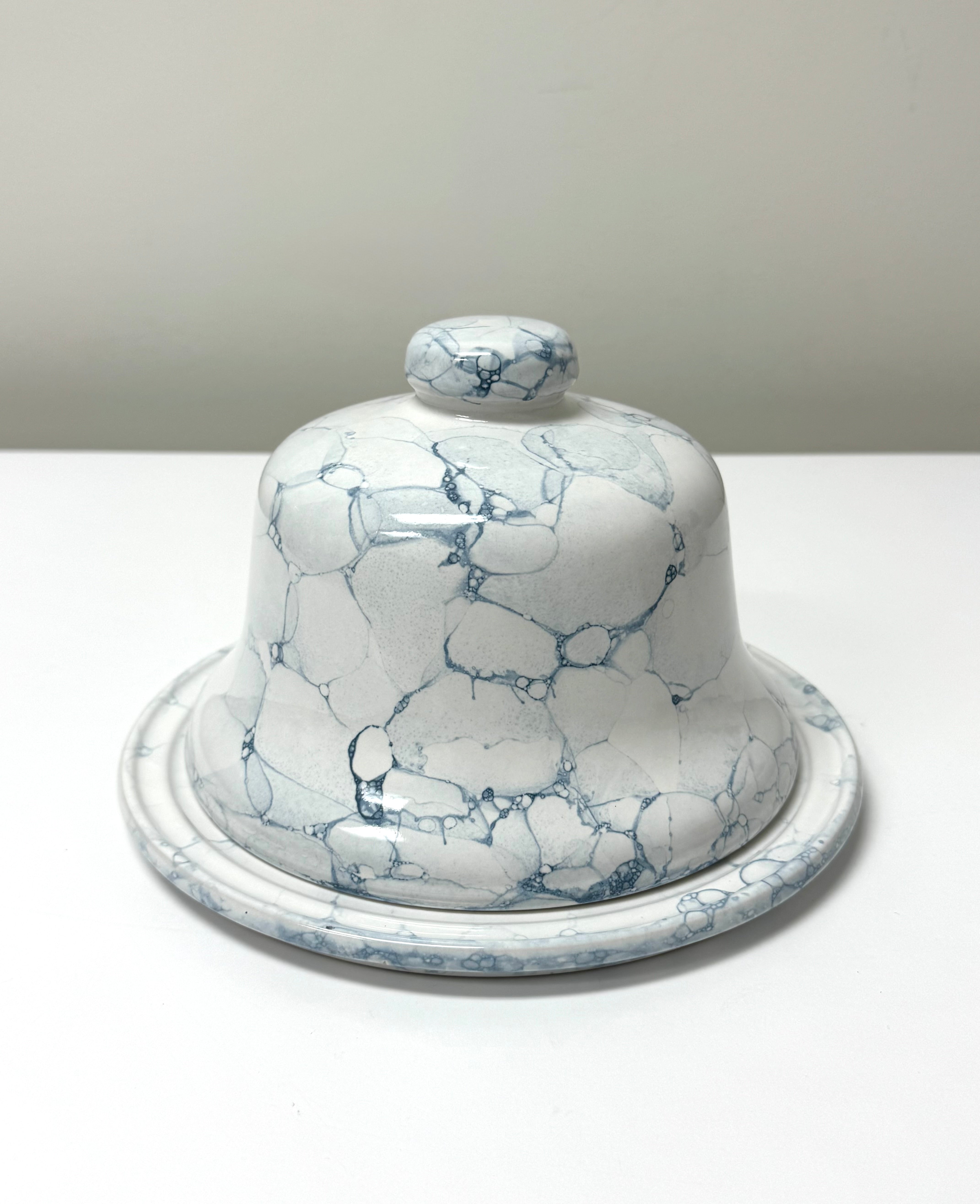 Pale Blue Bubble Glaze Cheese Dome