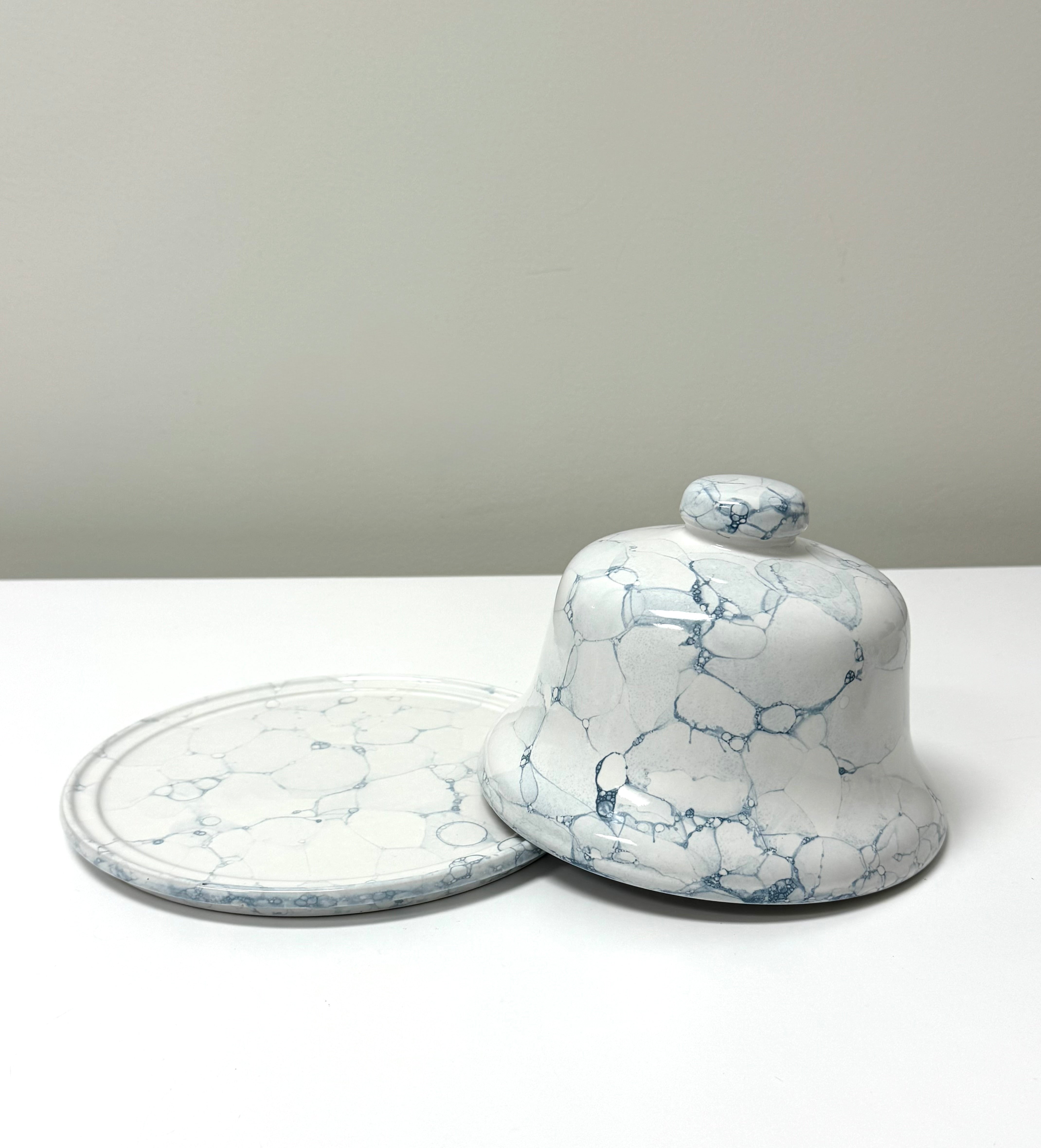 Pale Blue Bubble Glaze Cheese Dome