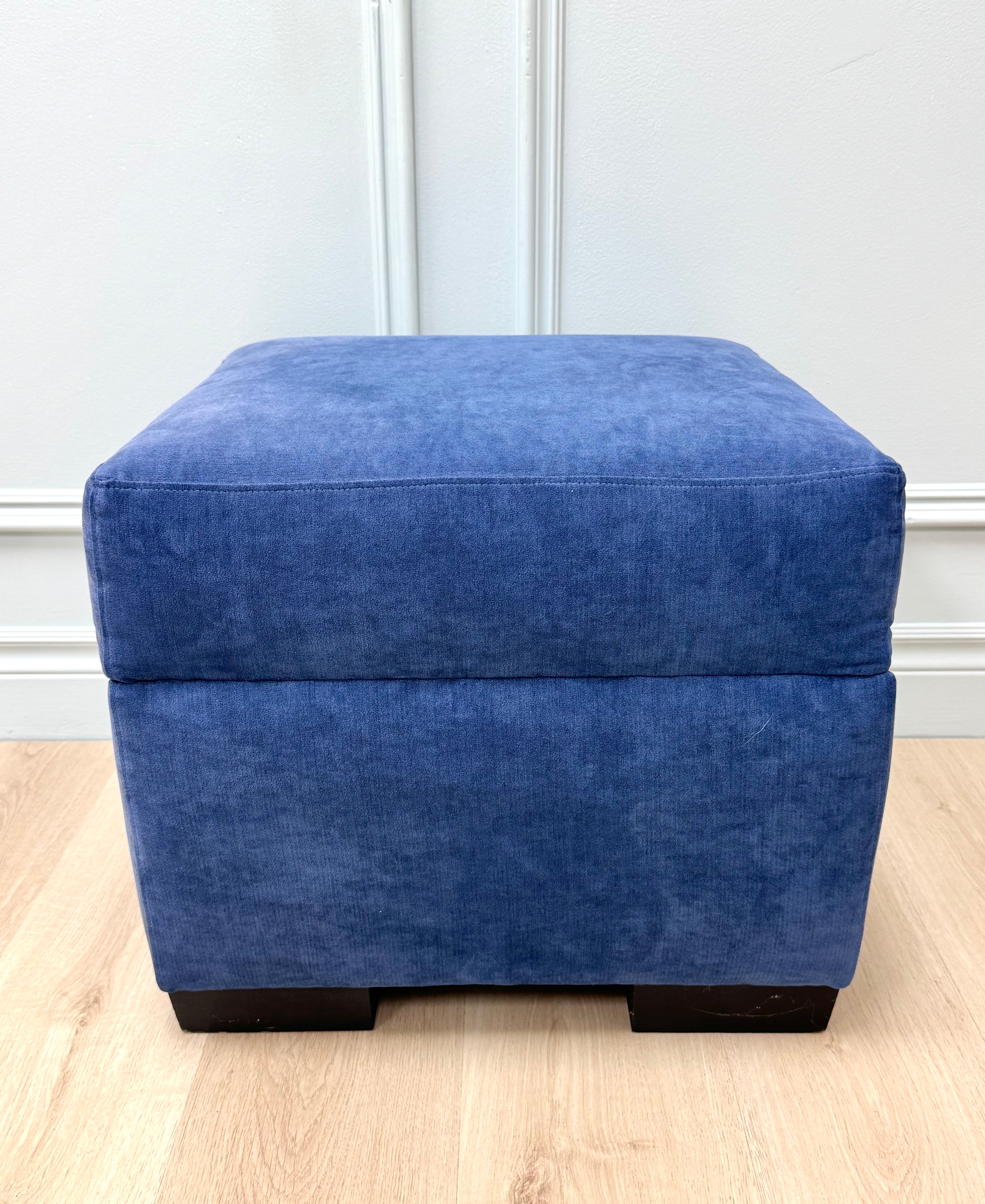 Royal Blue Velvet Ottoman