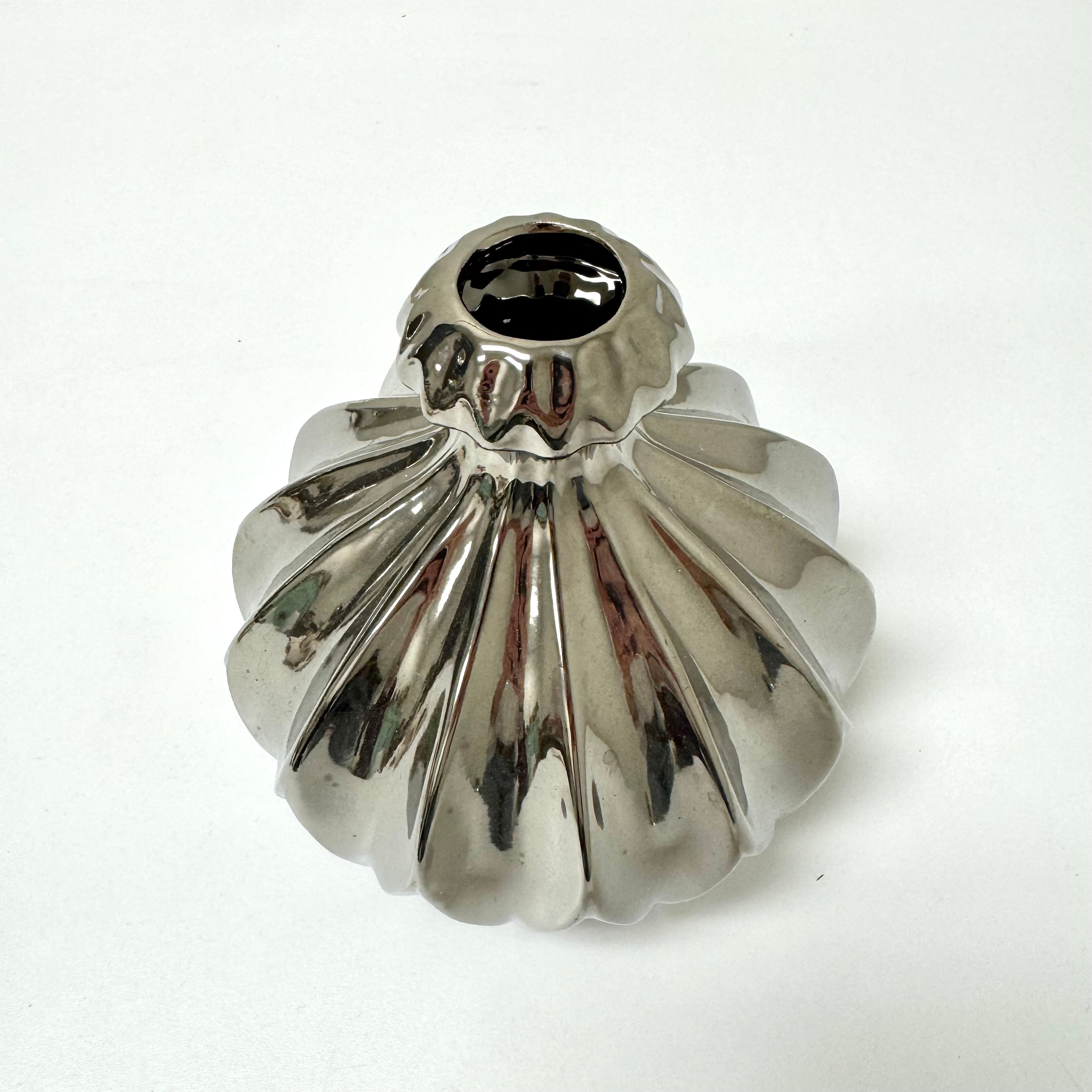 Silver Rippled Silver Ceramic Vase