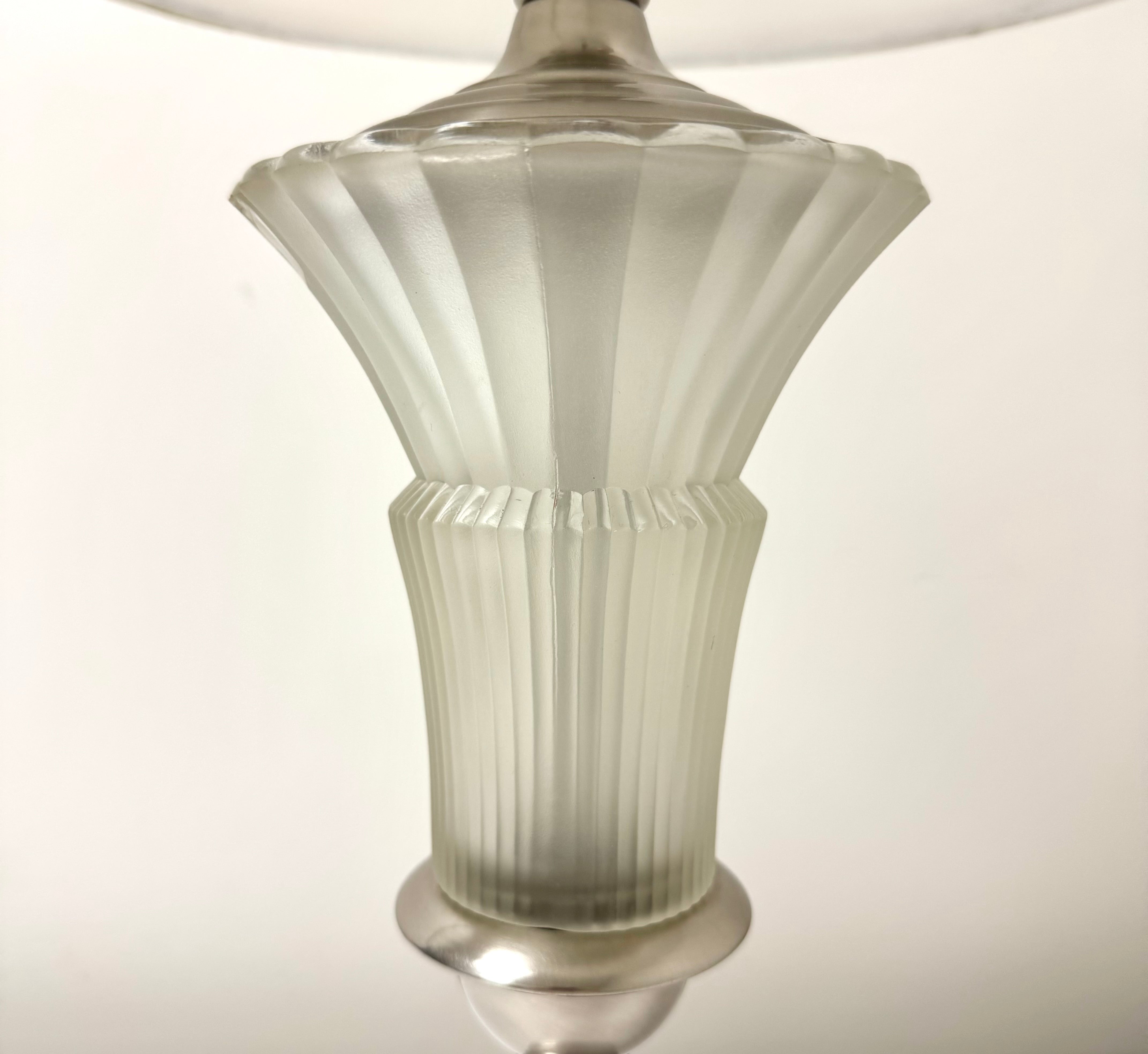Brushed Silver & Frosted Glass Lamp
