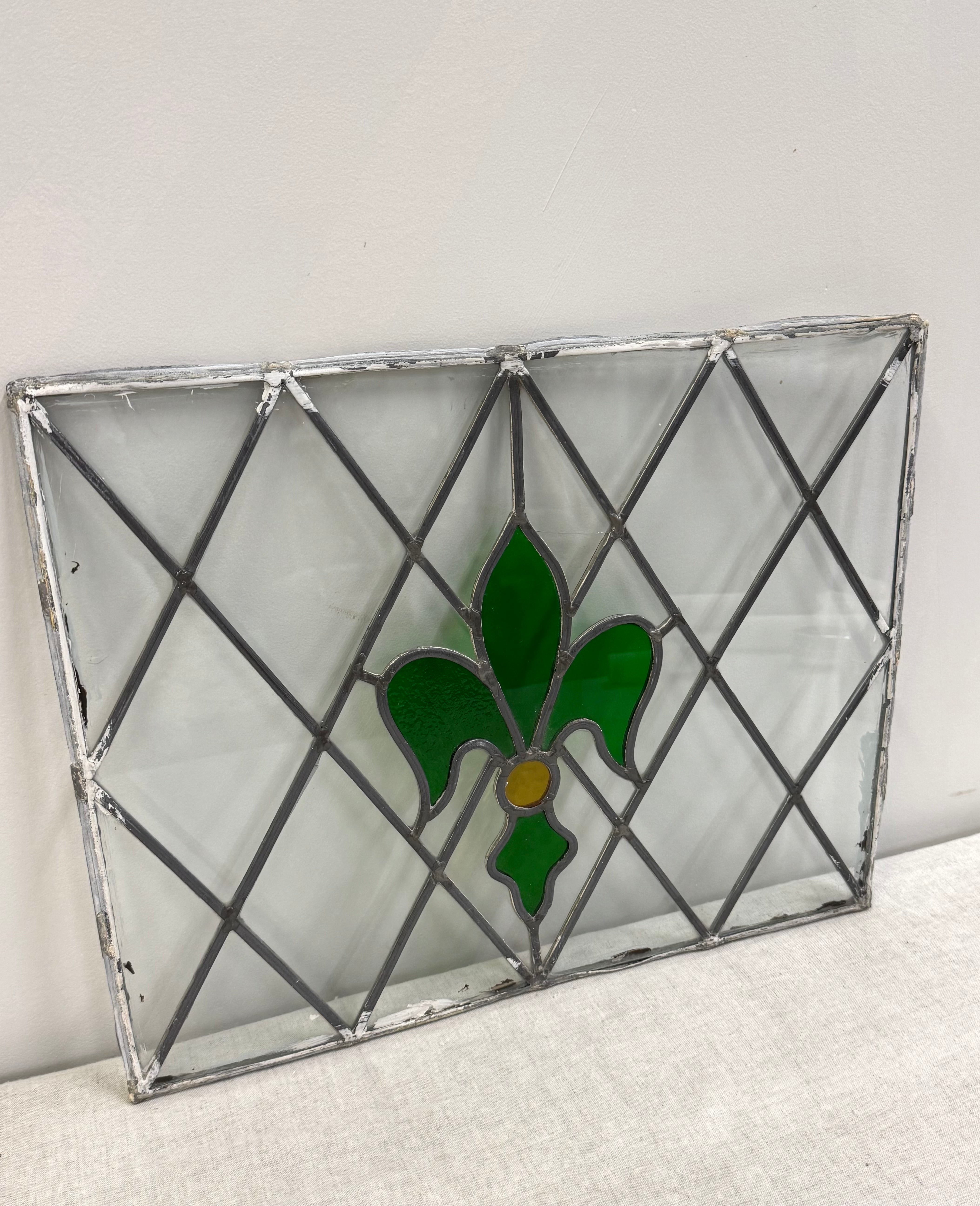Fleur-de-Lis 20" x 16" Stained Glass Panel