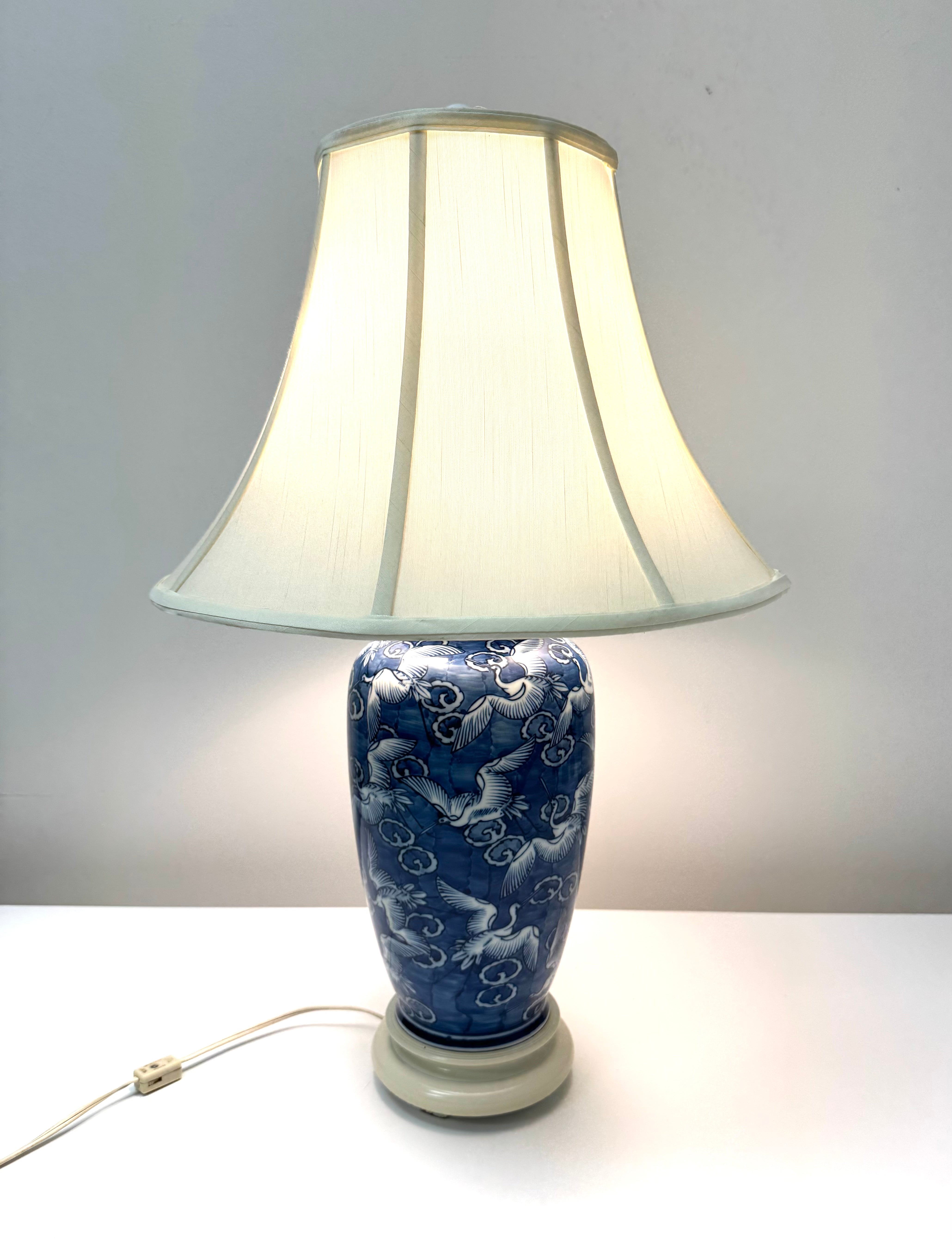 Vintage Blue & White Porcelain Lamp
