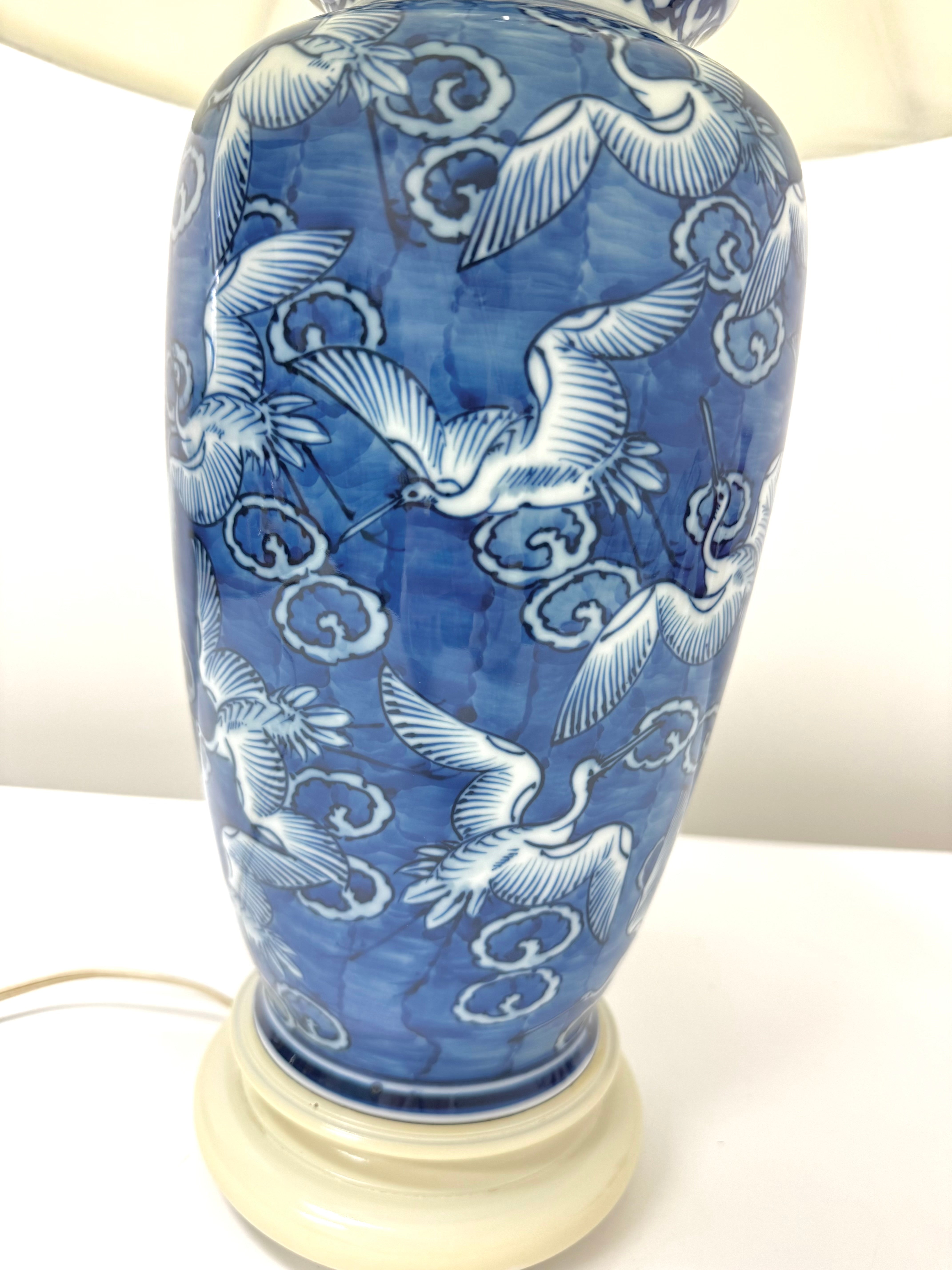 Vintage Blue & White Porcelain Lamp