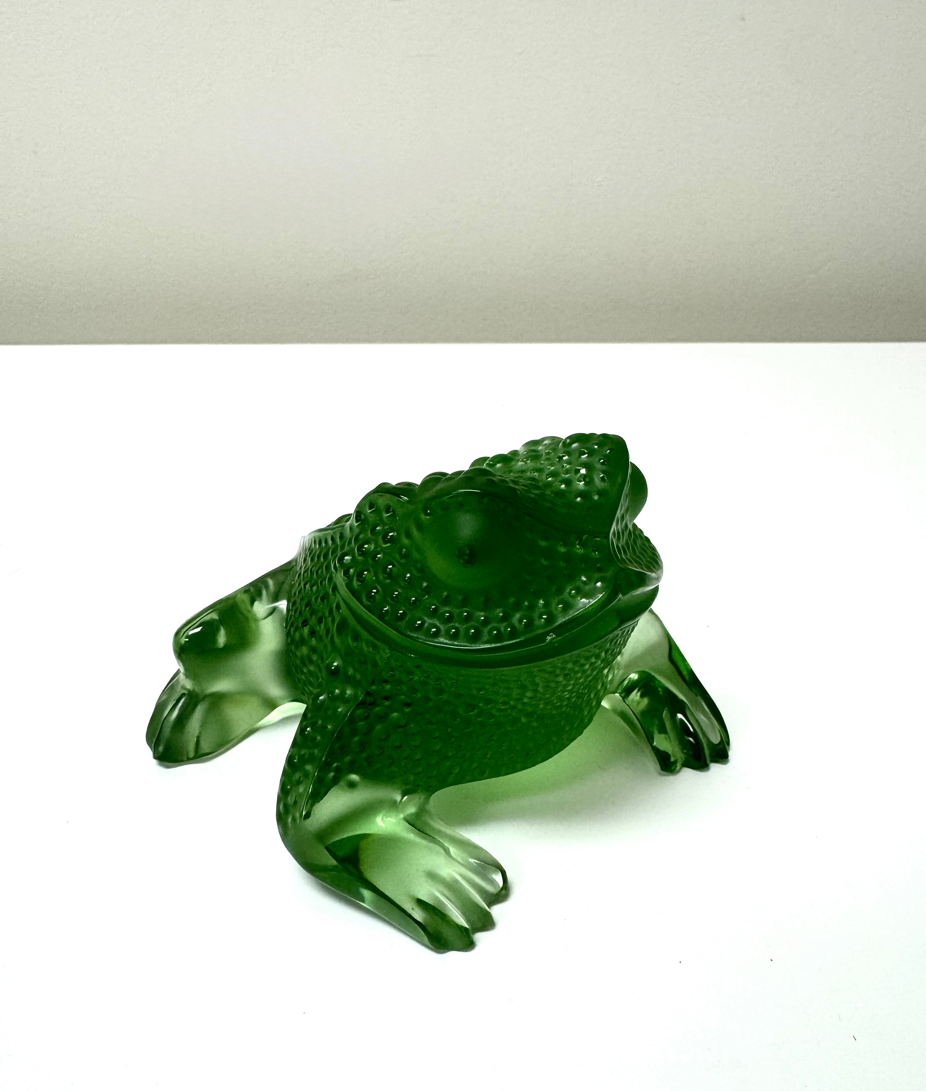 LALIQUE Emerald Green 'Gregoire' Frog (Signed)