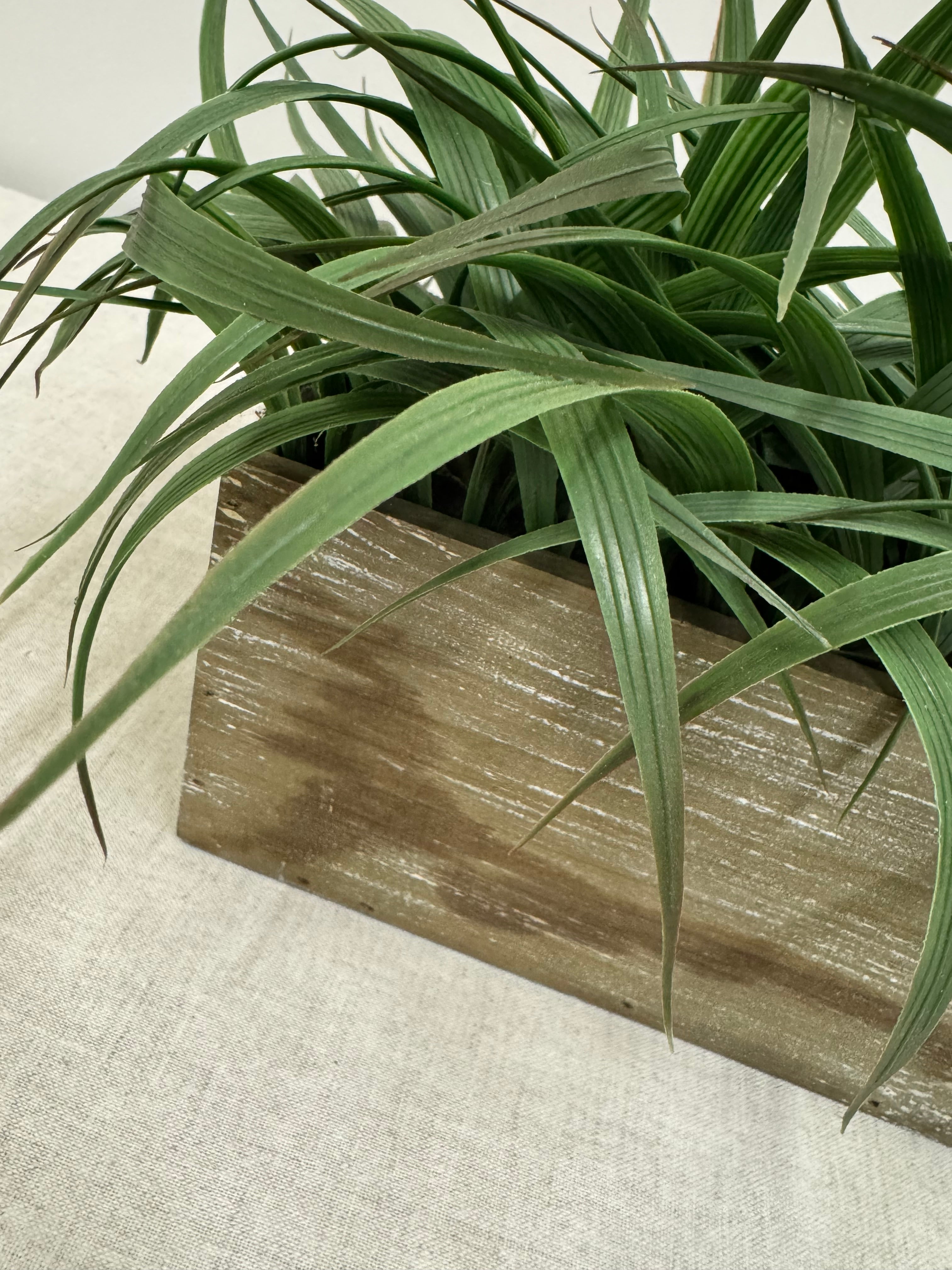 Faux Fern in White-washed Wood Planter