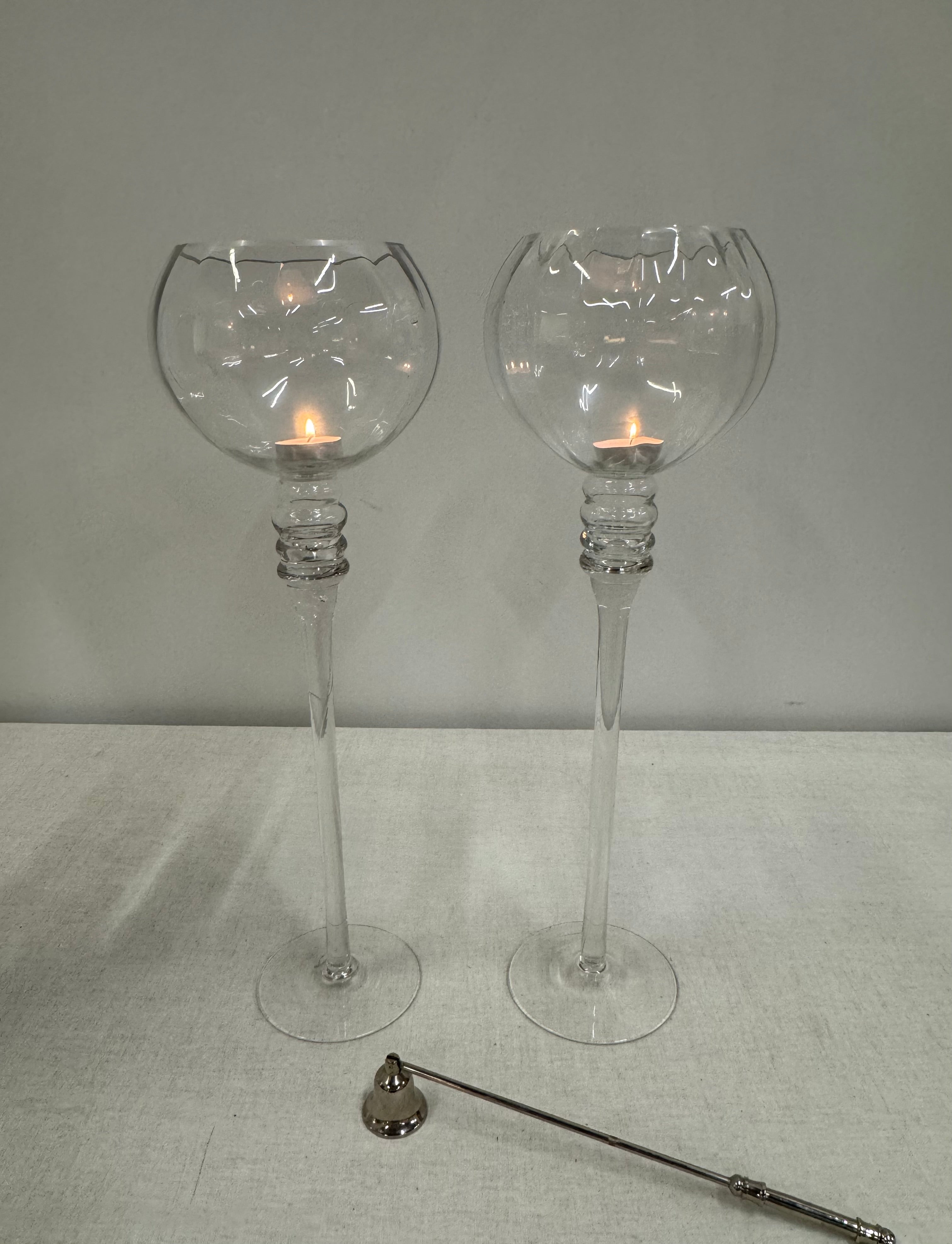 Swirl Bowl Hurricane Candle Holders Set of 2