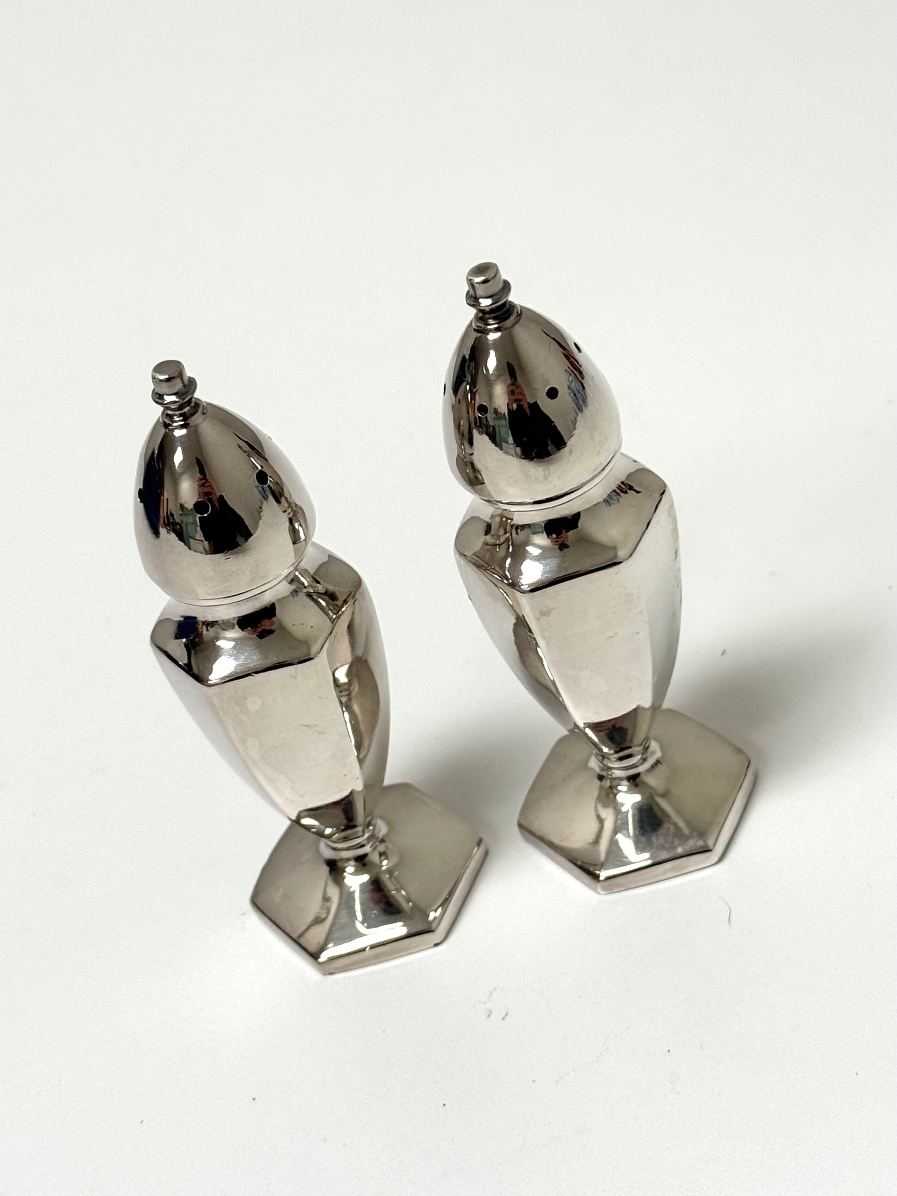 Vintage Silverplate Hexagonal Salt & Pepper