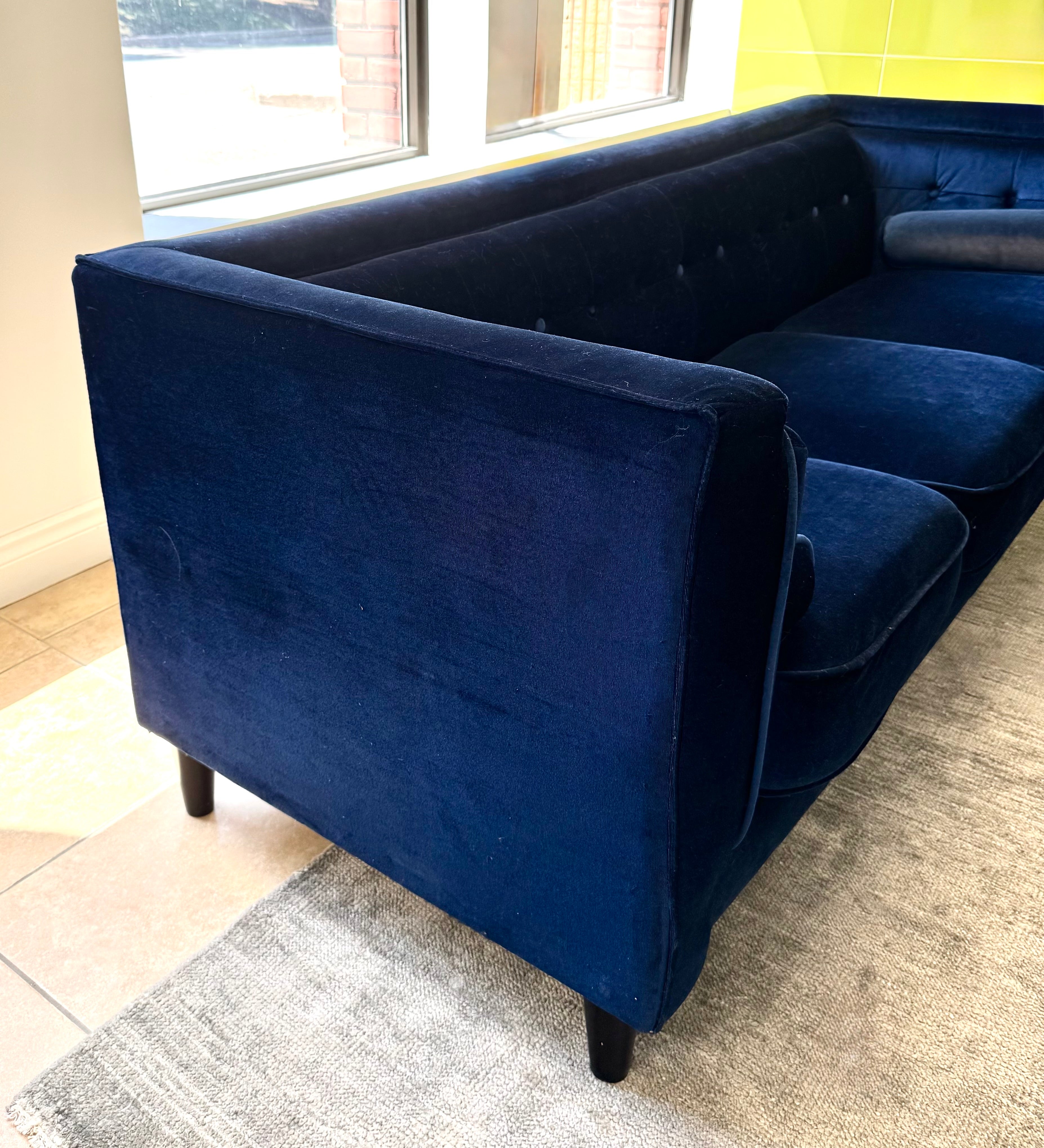 Royal Blue Velvet 83" Tuxedo Sofa