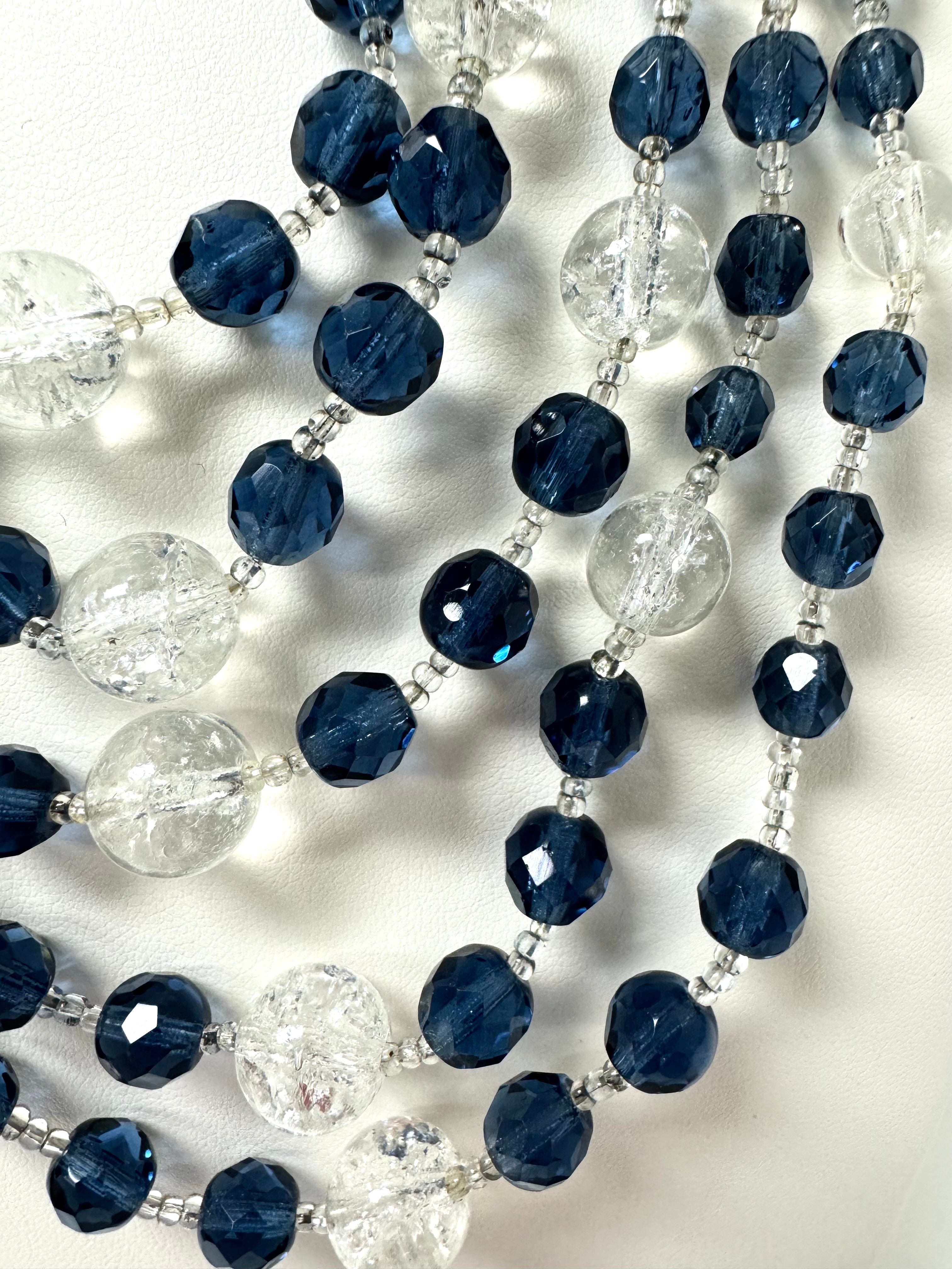 BOUCHER Sapphire & Clear Necklace & Bracelet Set