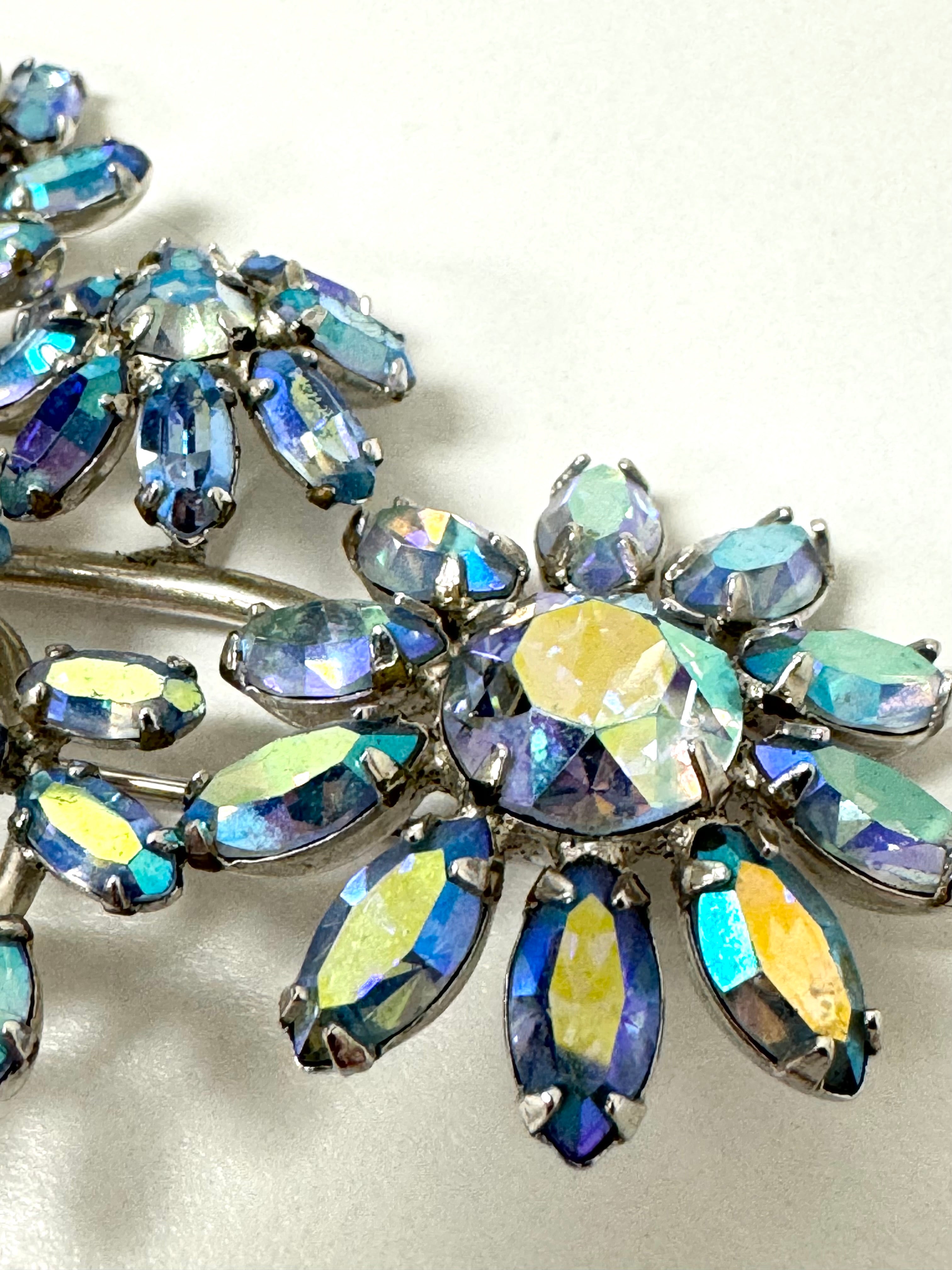 SHERMAN Light Blue Aurora Borealis Brooch