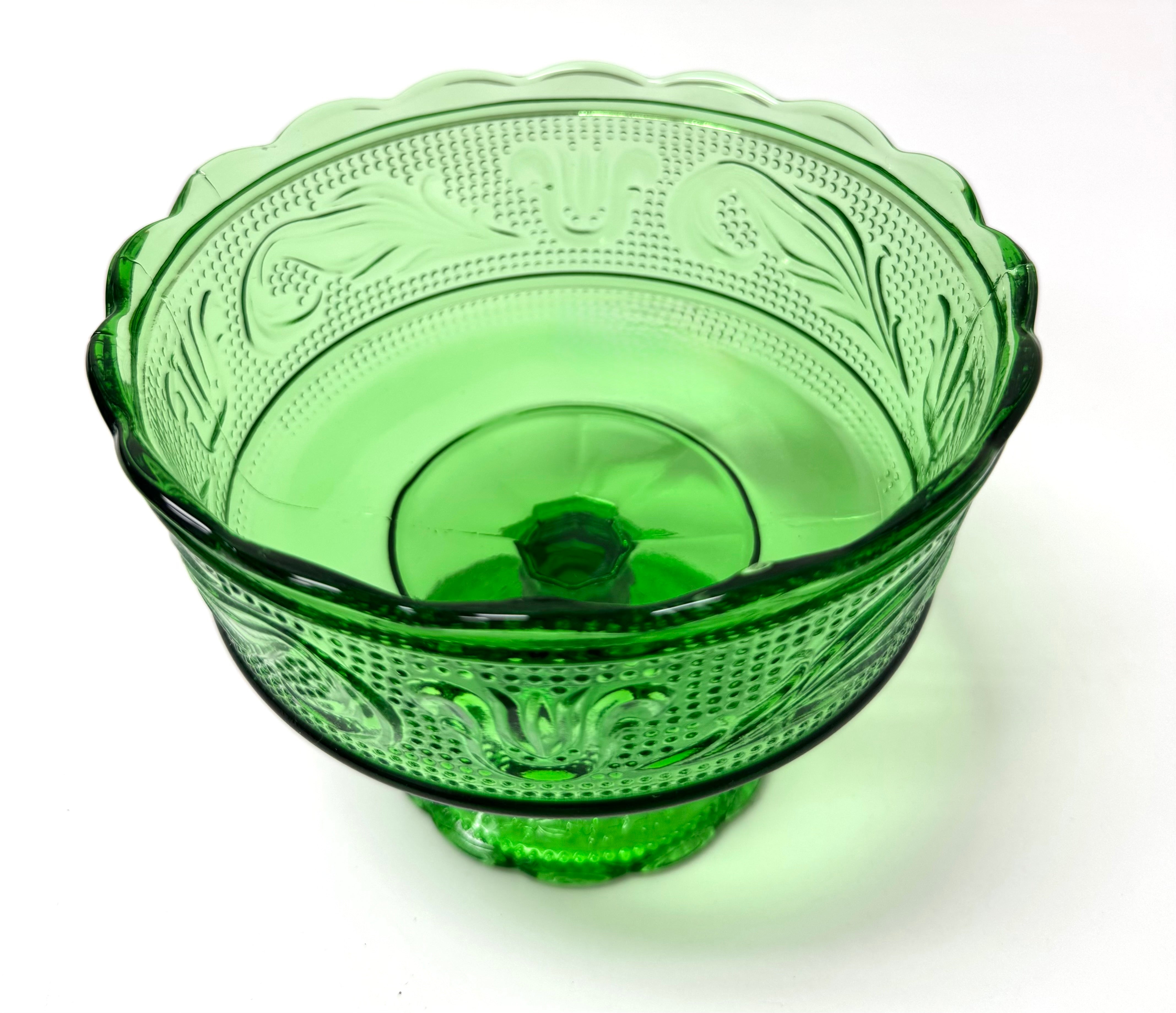 Vintage Emerald Green Footed Bowl