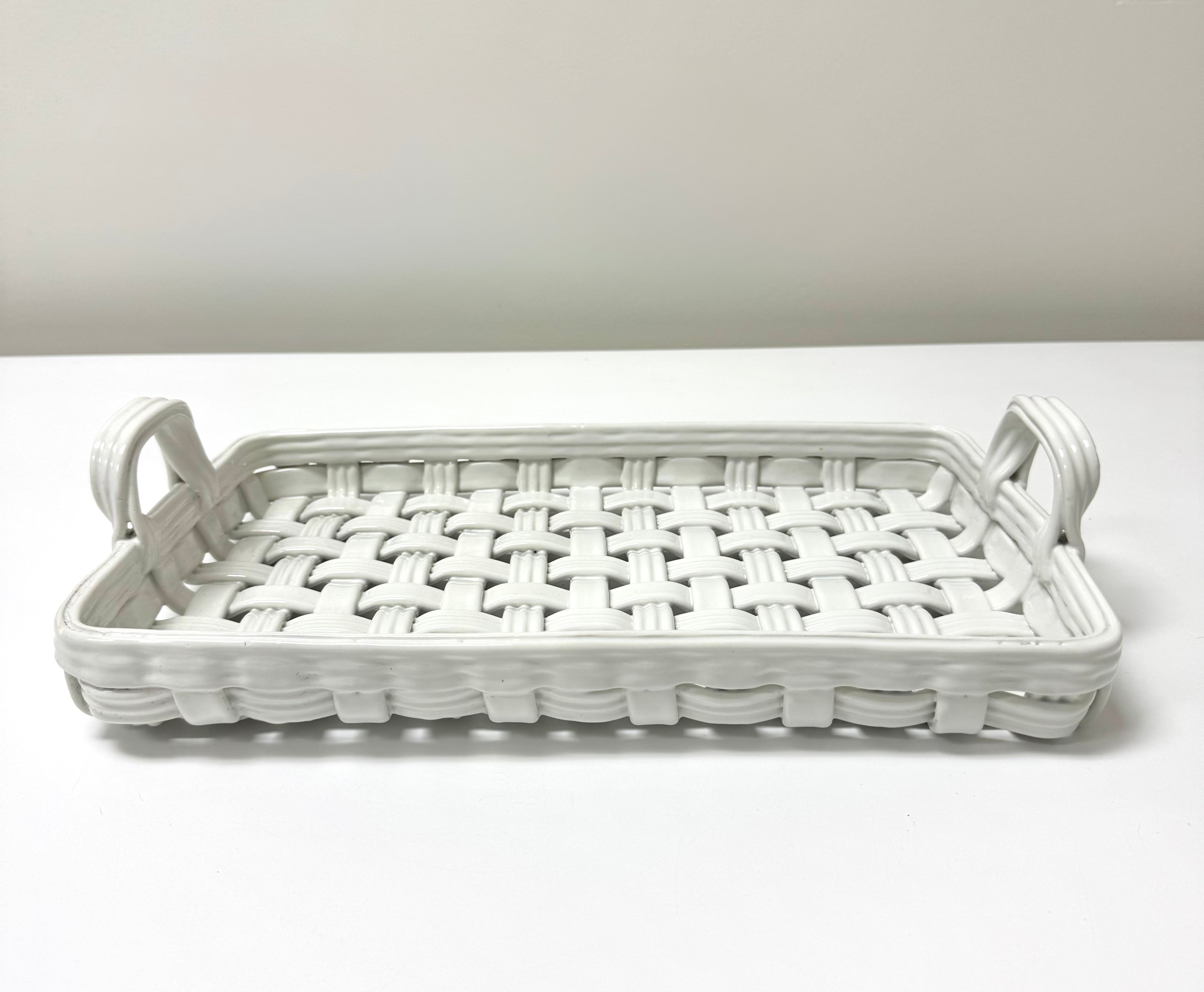 White Lattice Ceramic Tray
