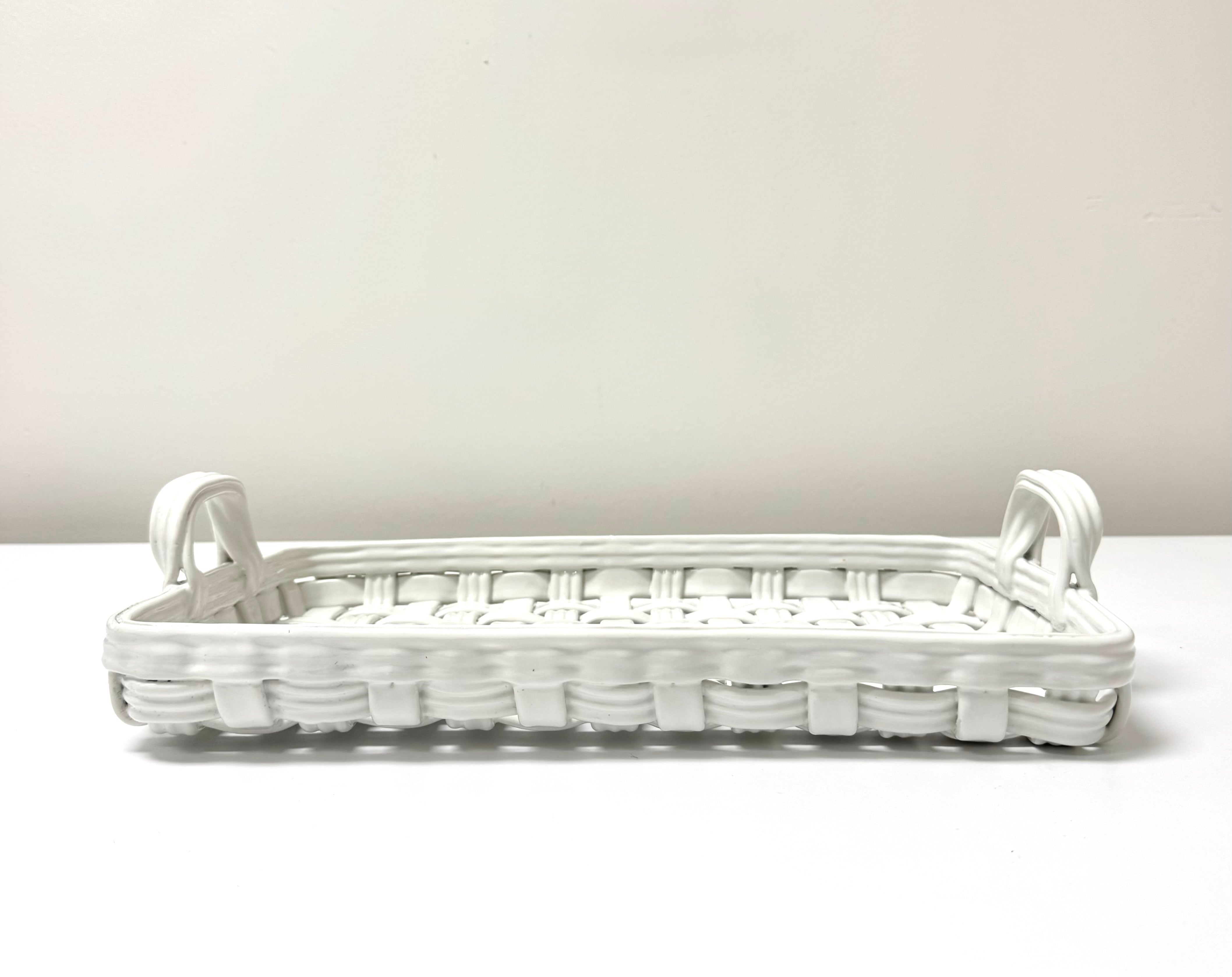 White Lattice Ceramic Tray