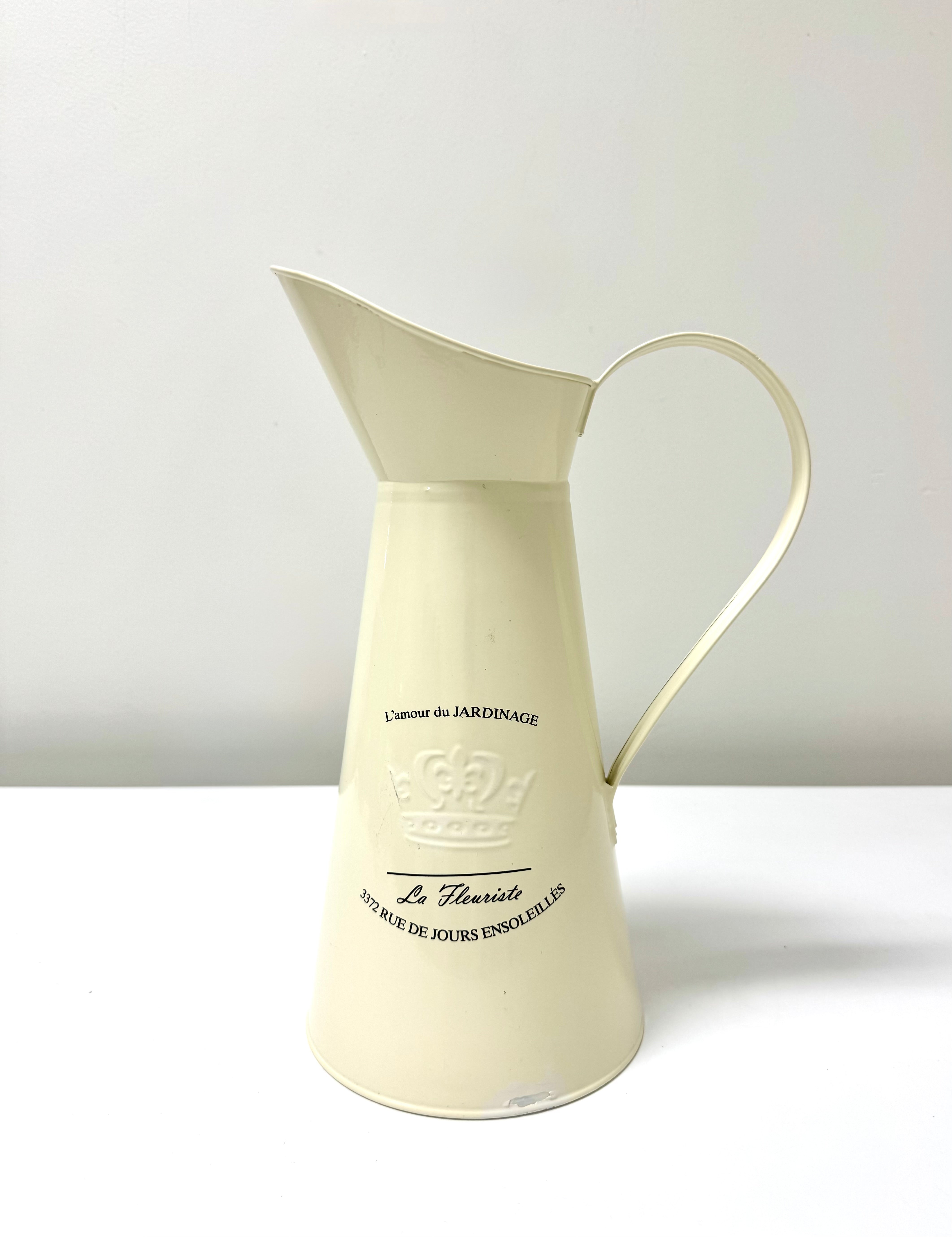 'La Fleuriste' Light Cream Metal Pitcher