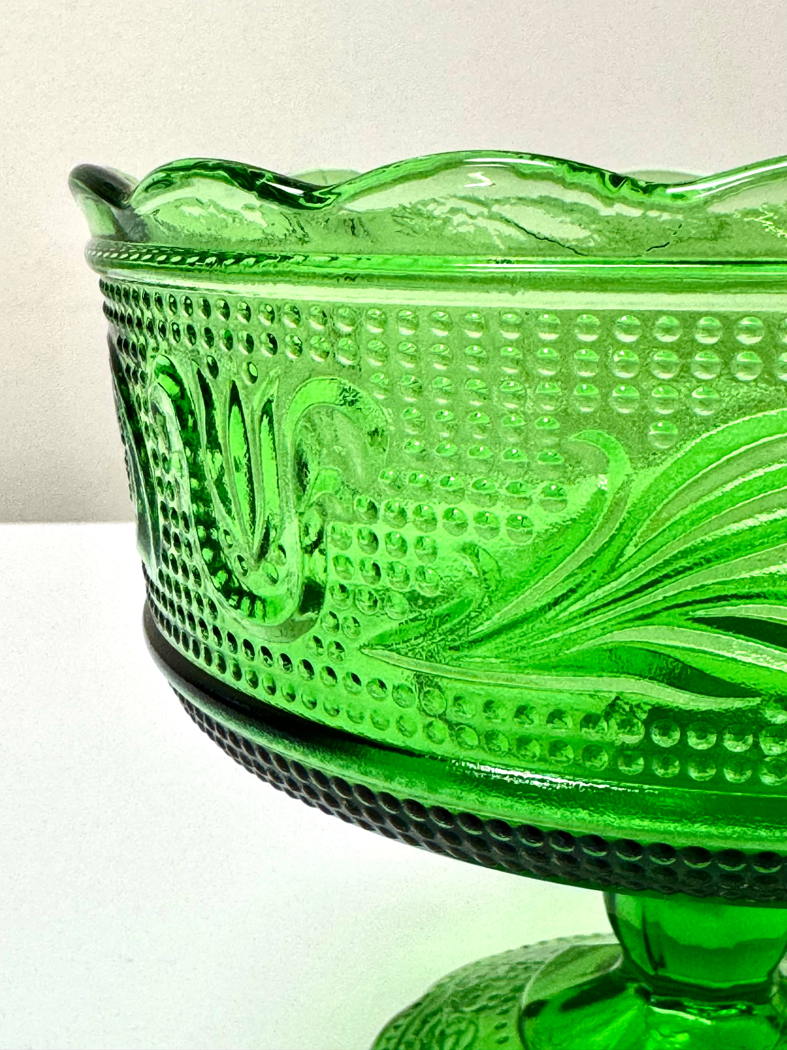 Vintage Emerald Green Footed Bowl