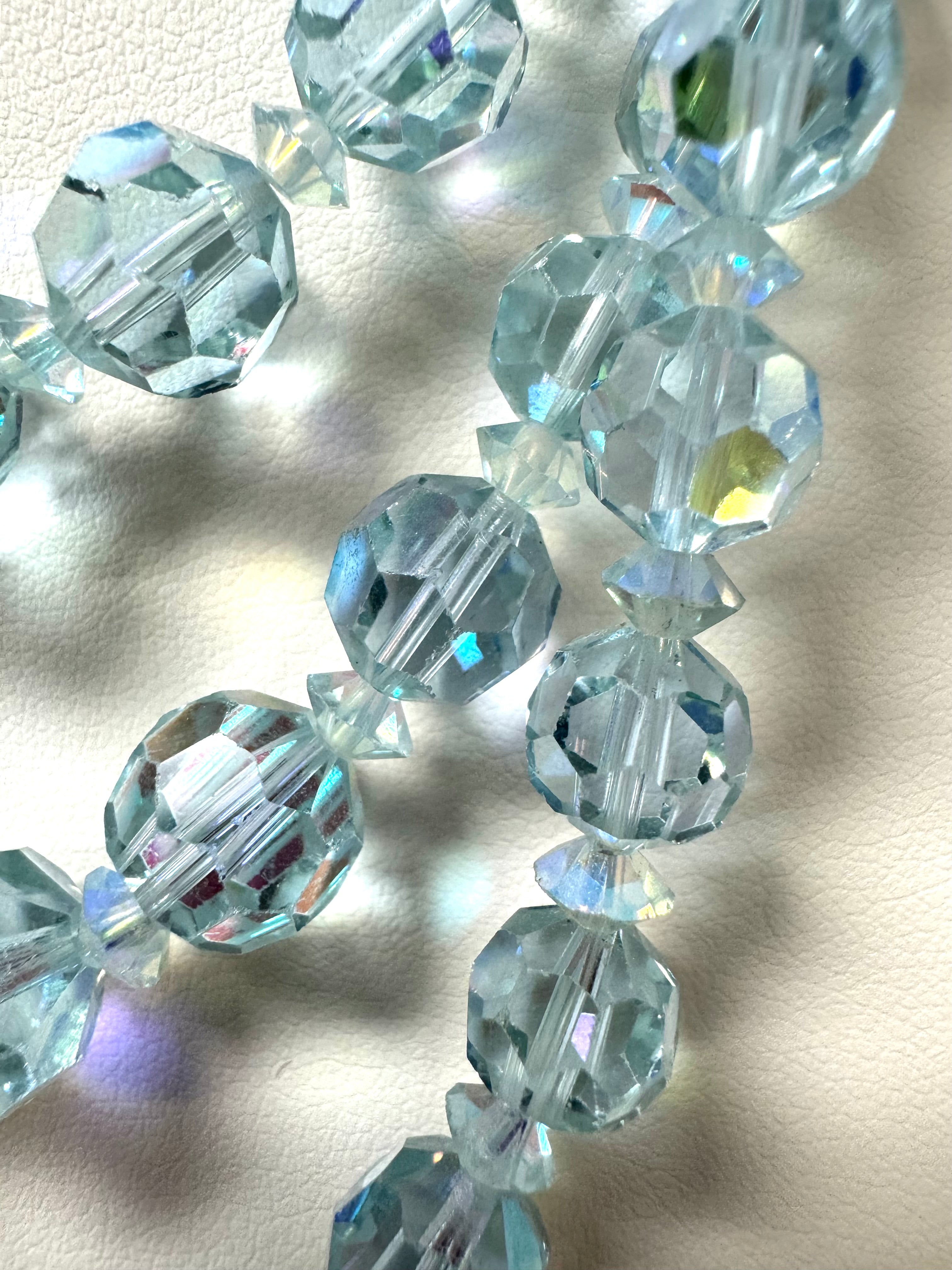 SHERMAN Aurora Borealis Triple-strand Faceted Crystal Necklace