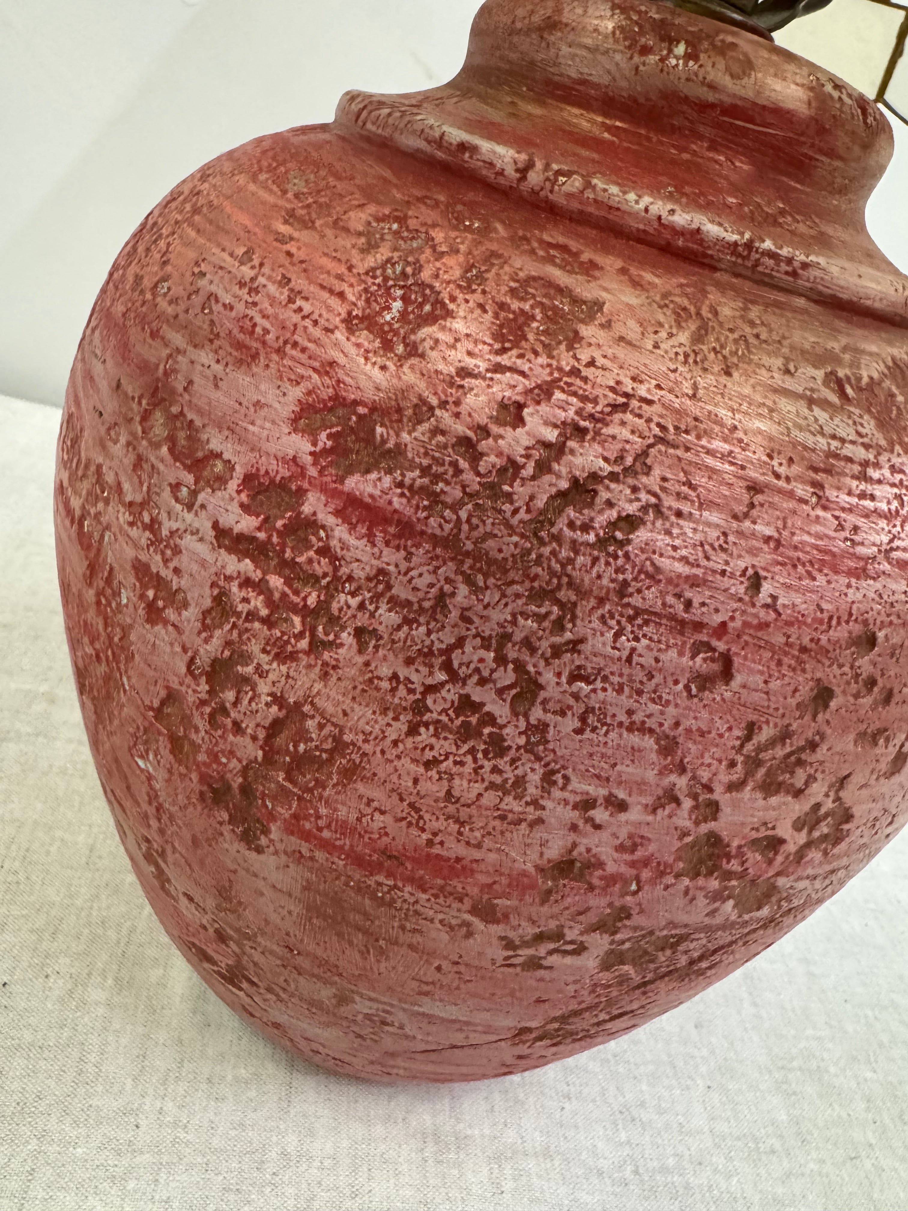 Rose Pink Ceramic Lamp with Capiz Mosaic Shade