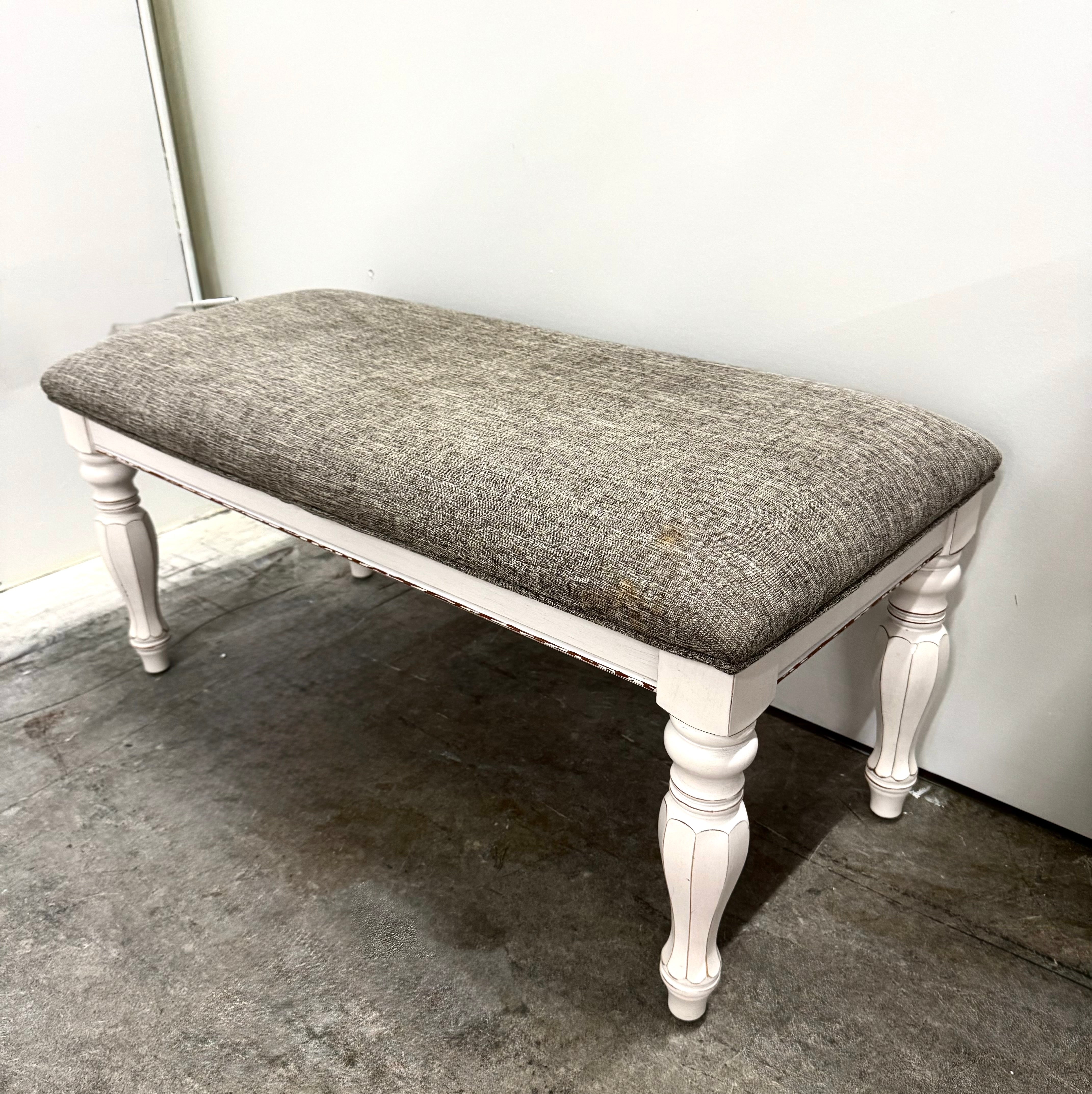 Antiqued White Storage Bench