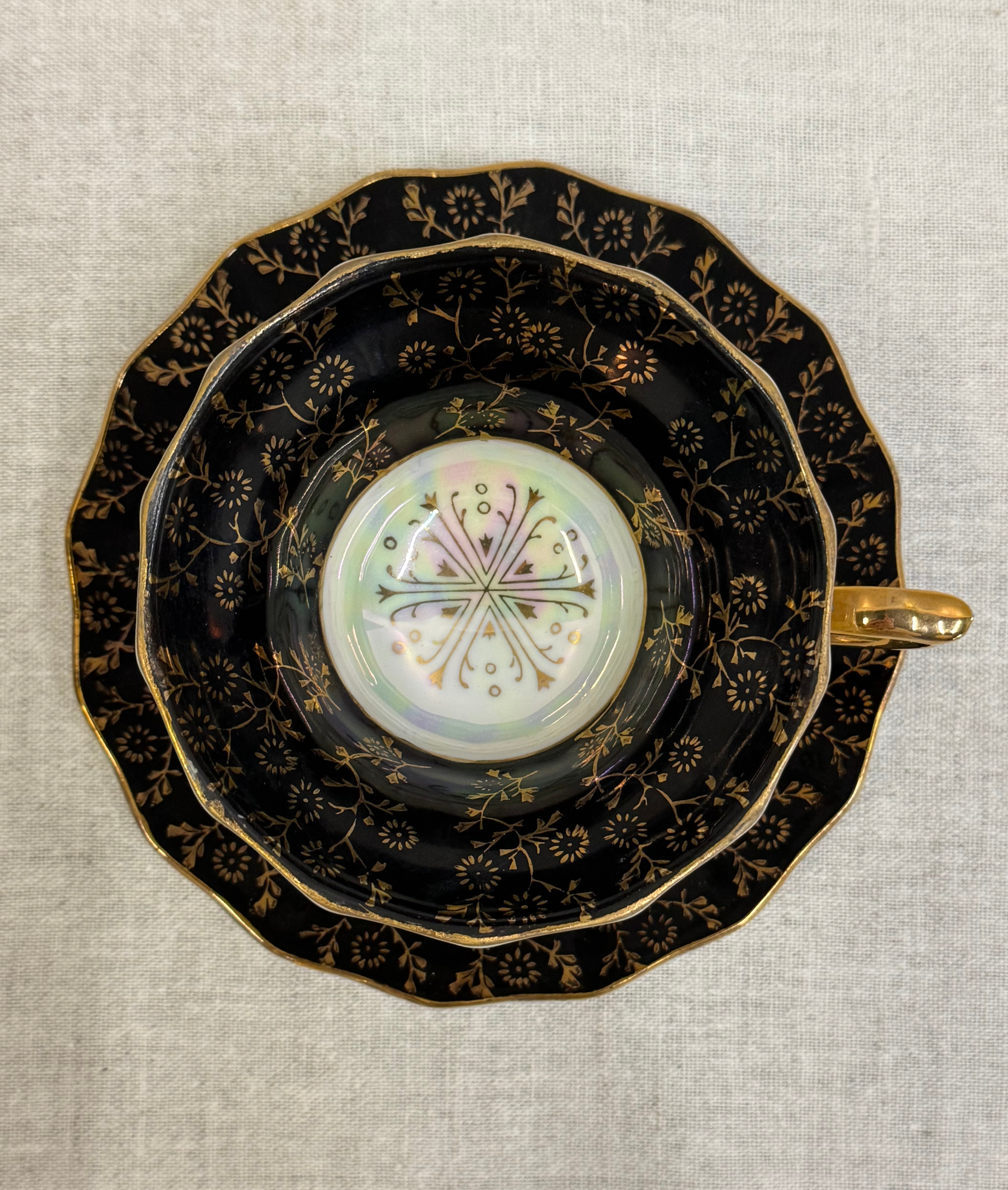 ROYAL SEALY Black and Gold Cup & Saucer