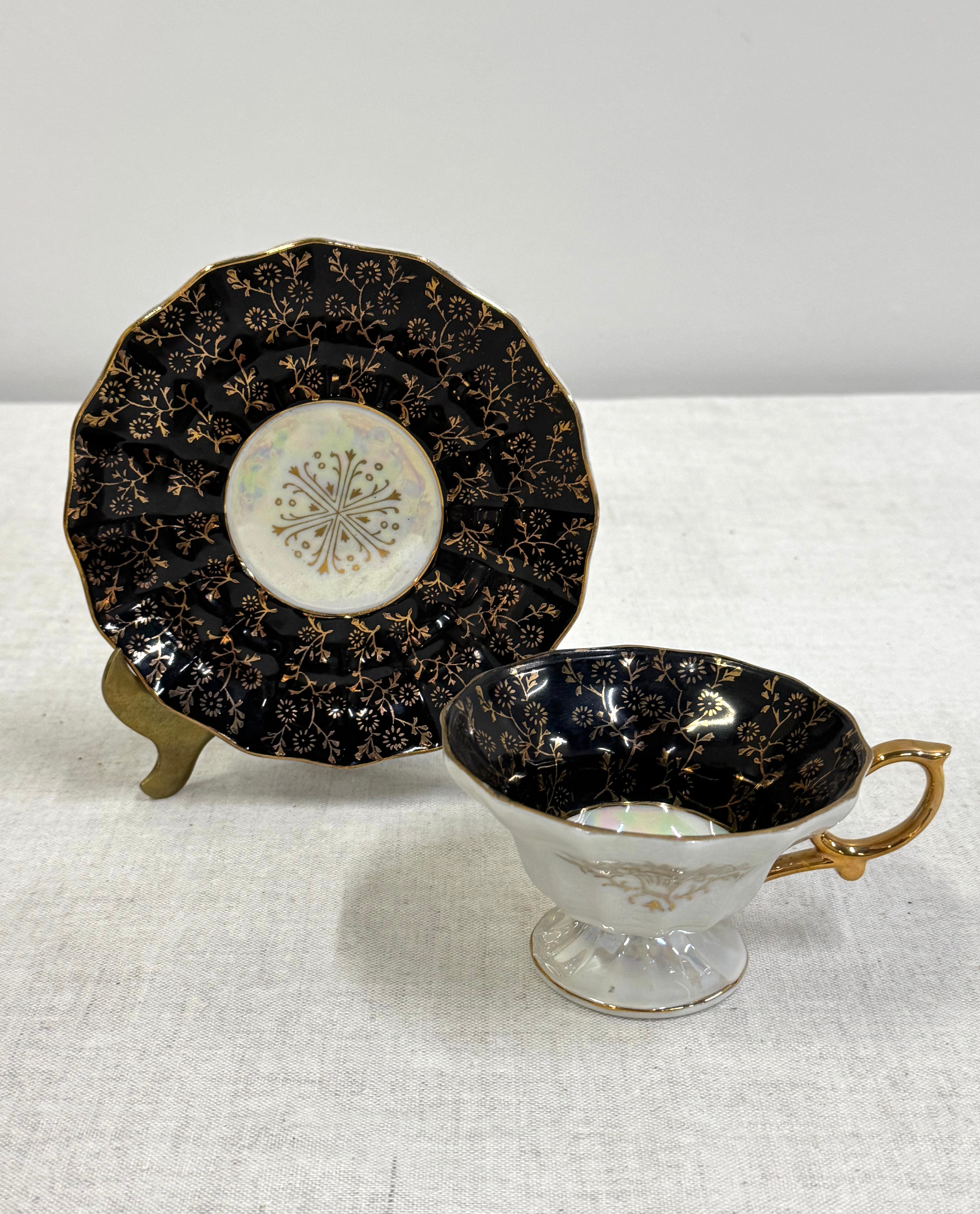 ROYAL SEALY Black and Gold Cup & Saucer