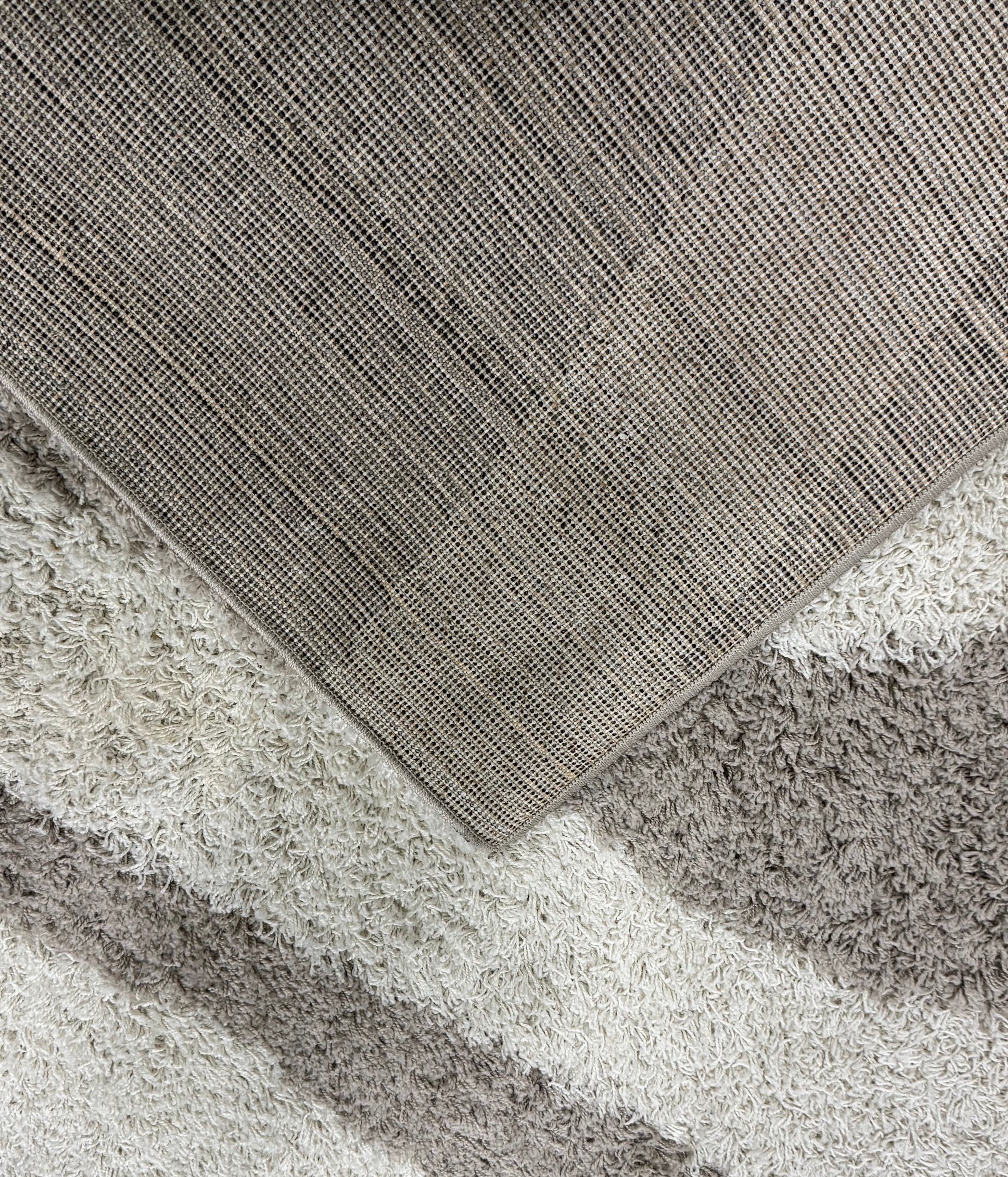 Ivory/Taupe 63" x 87" Modern Shag Rug