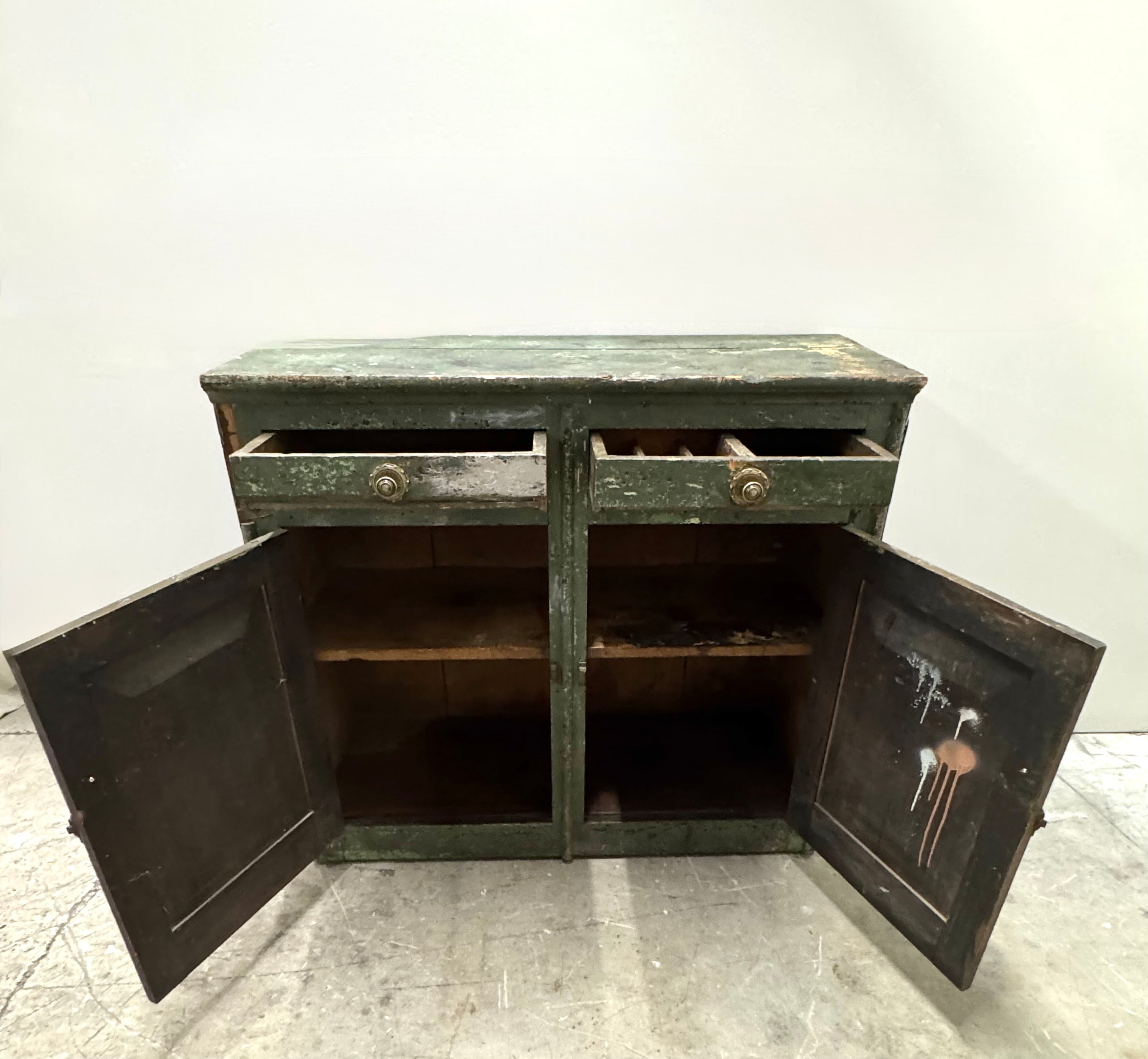 Antique Distressed Green Scullery Cabinet