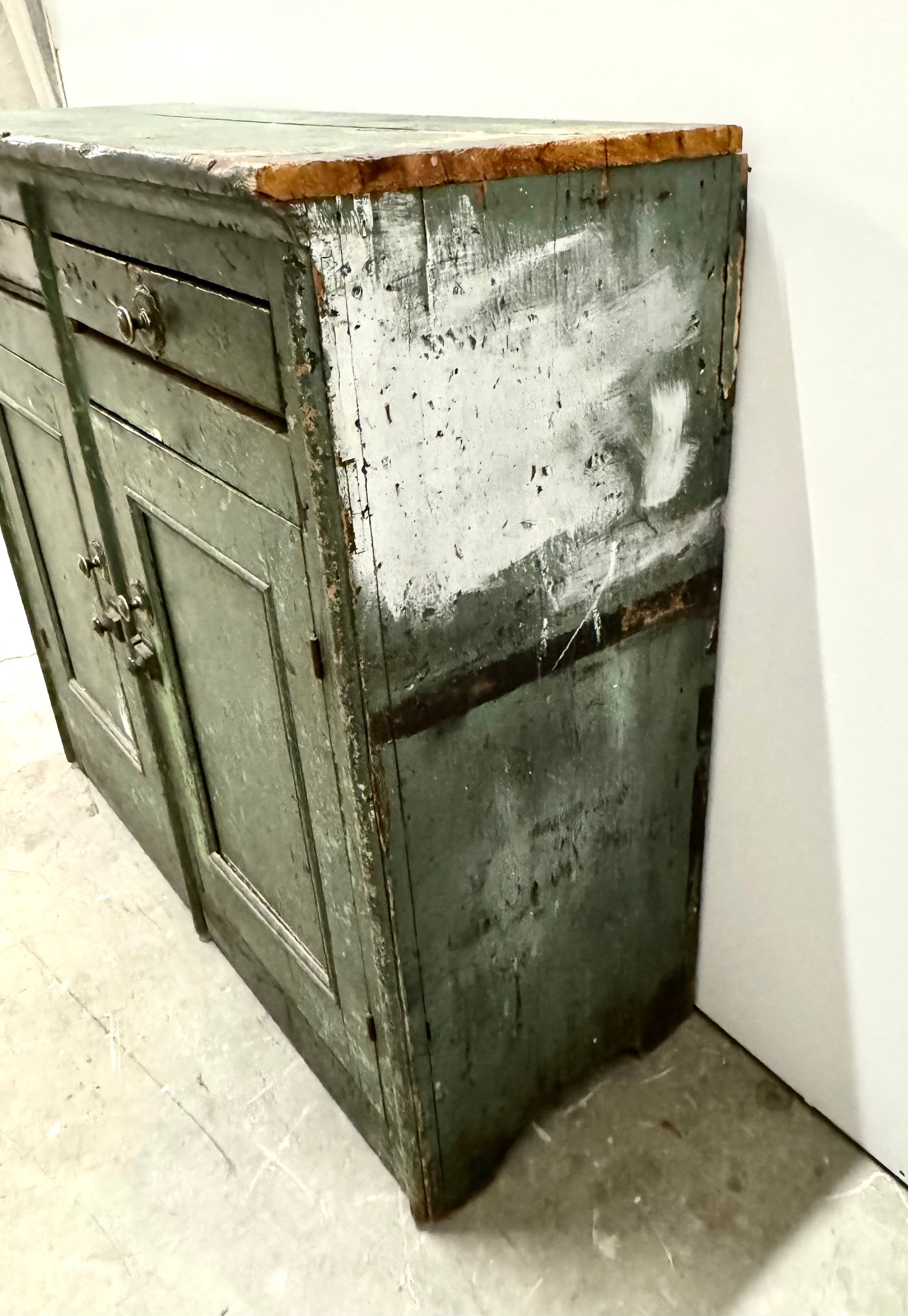 Antique Distressed Green Scullery Cabinet