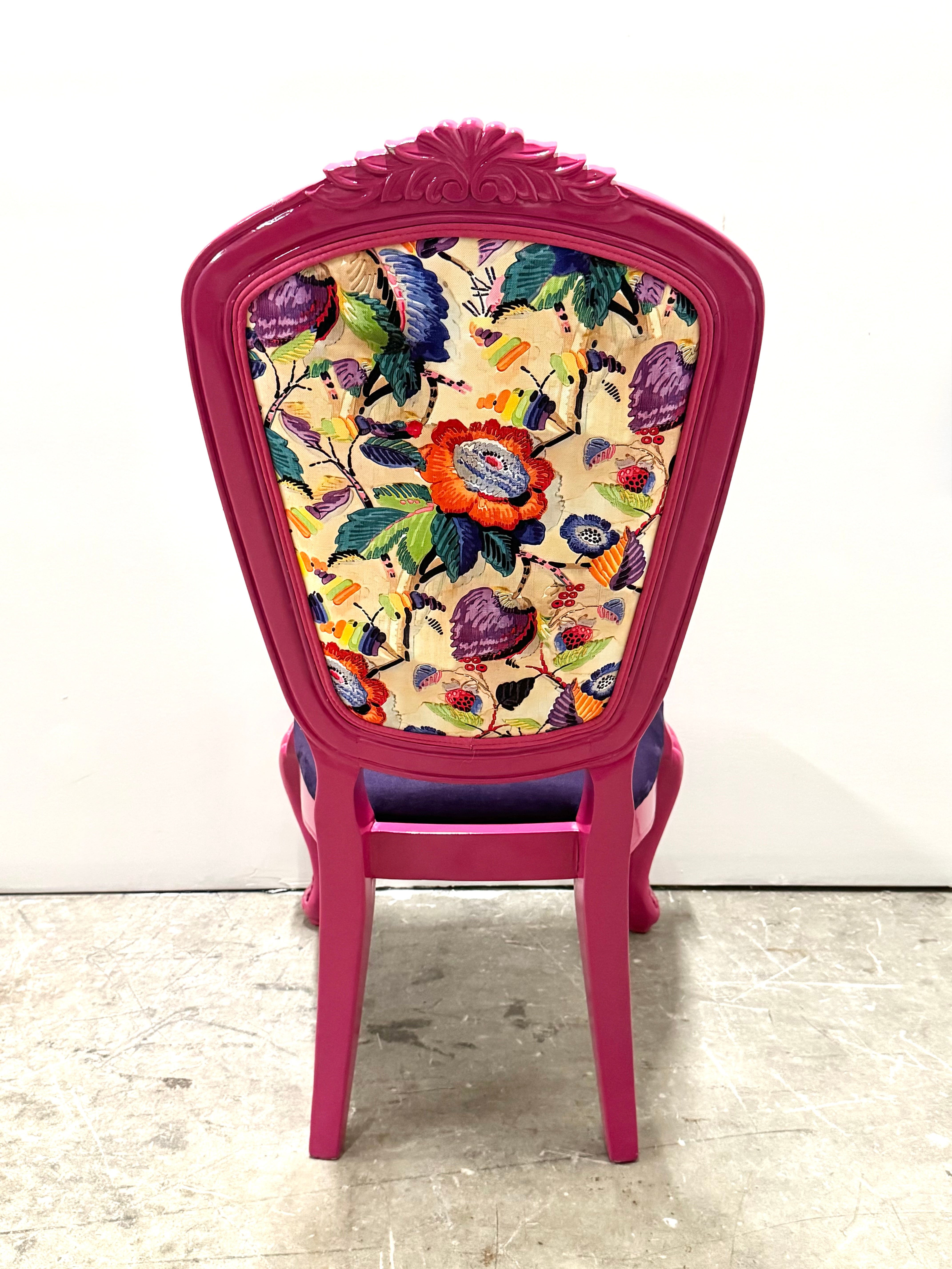 Tropical Floral Hot Pink Chair