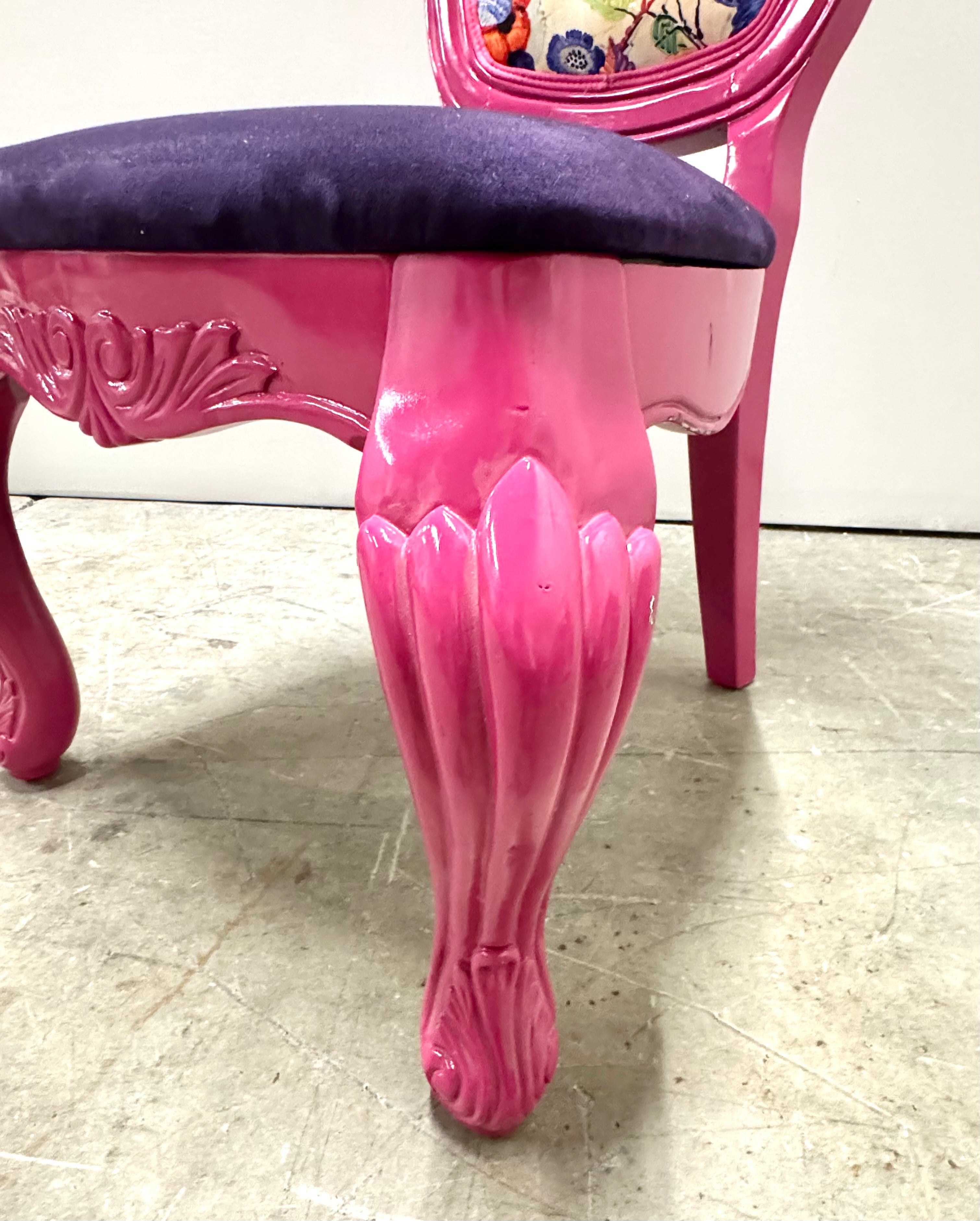 Tropical Floral Hot Pink Chair