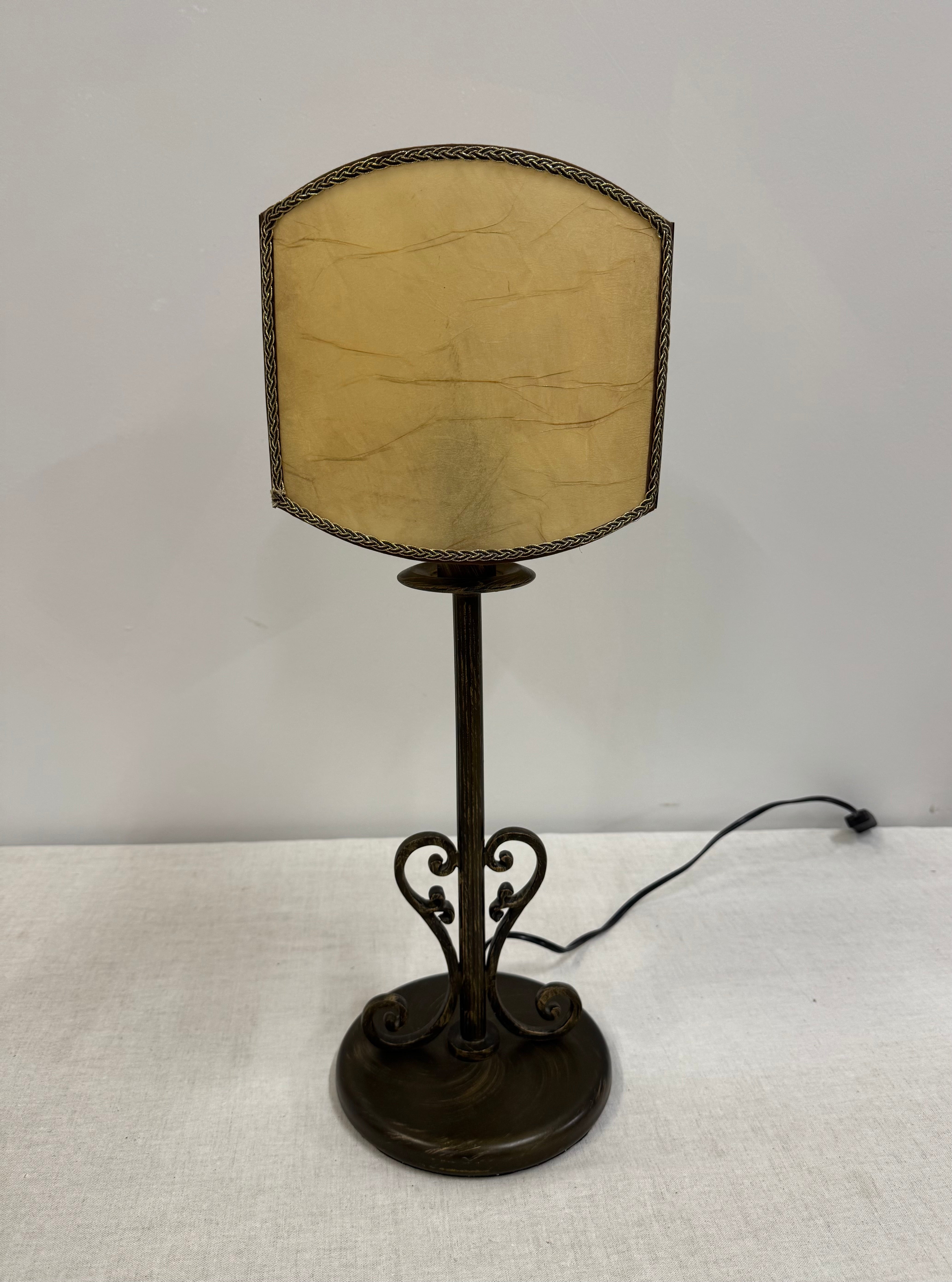 Dark Bronze Lamp with Parchment Shade