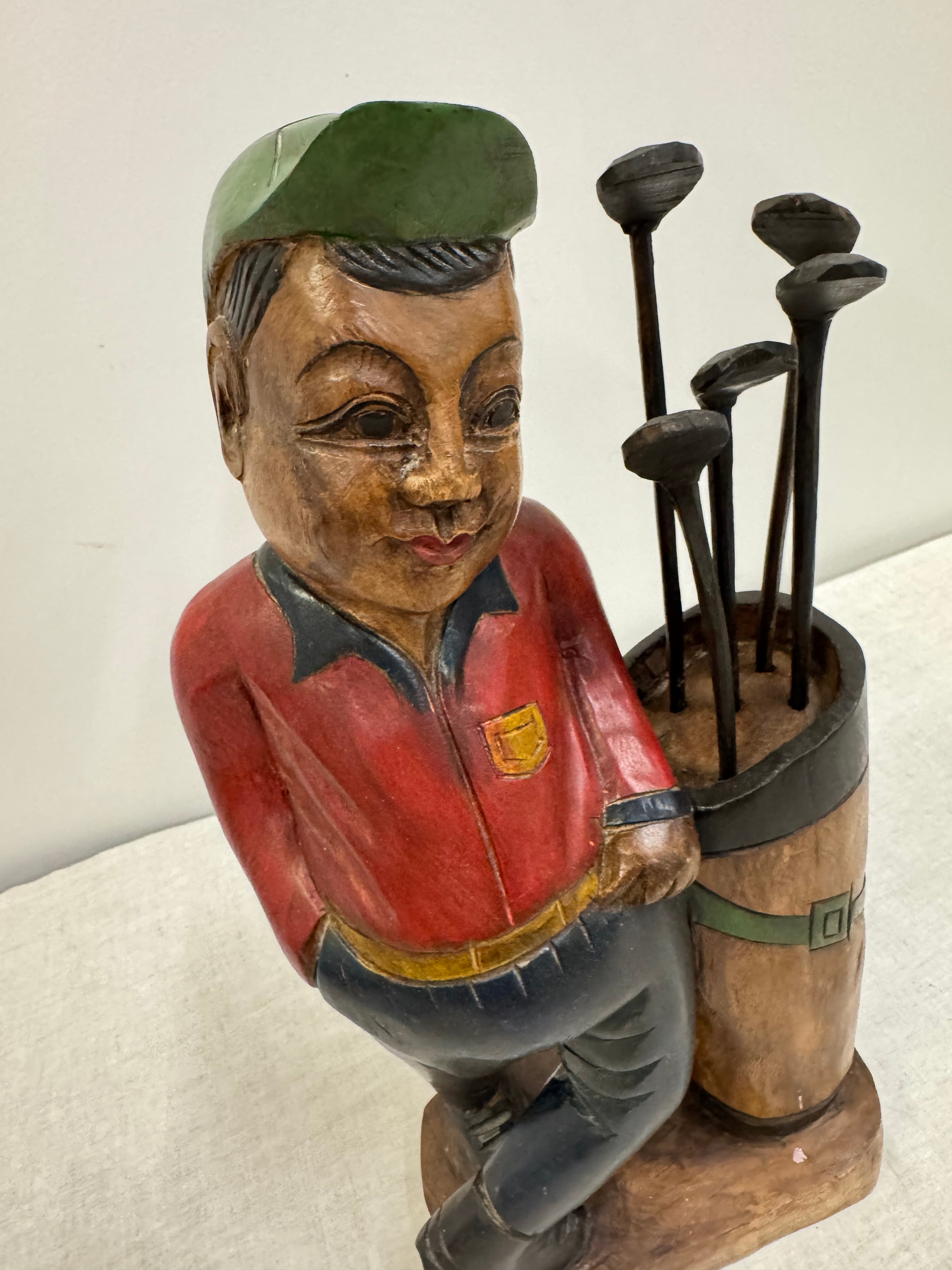 Hand-carved Wooden Golfer