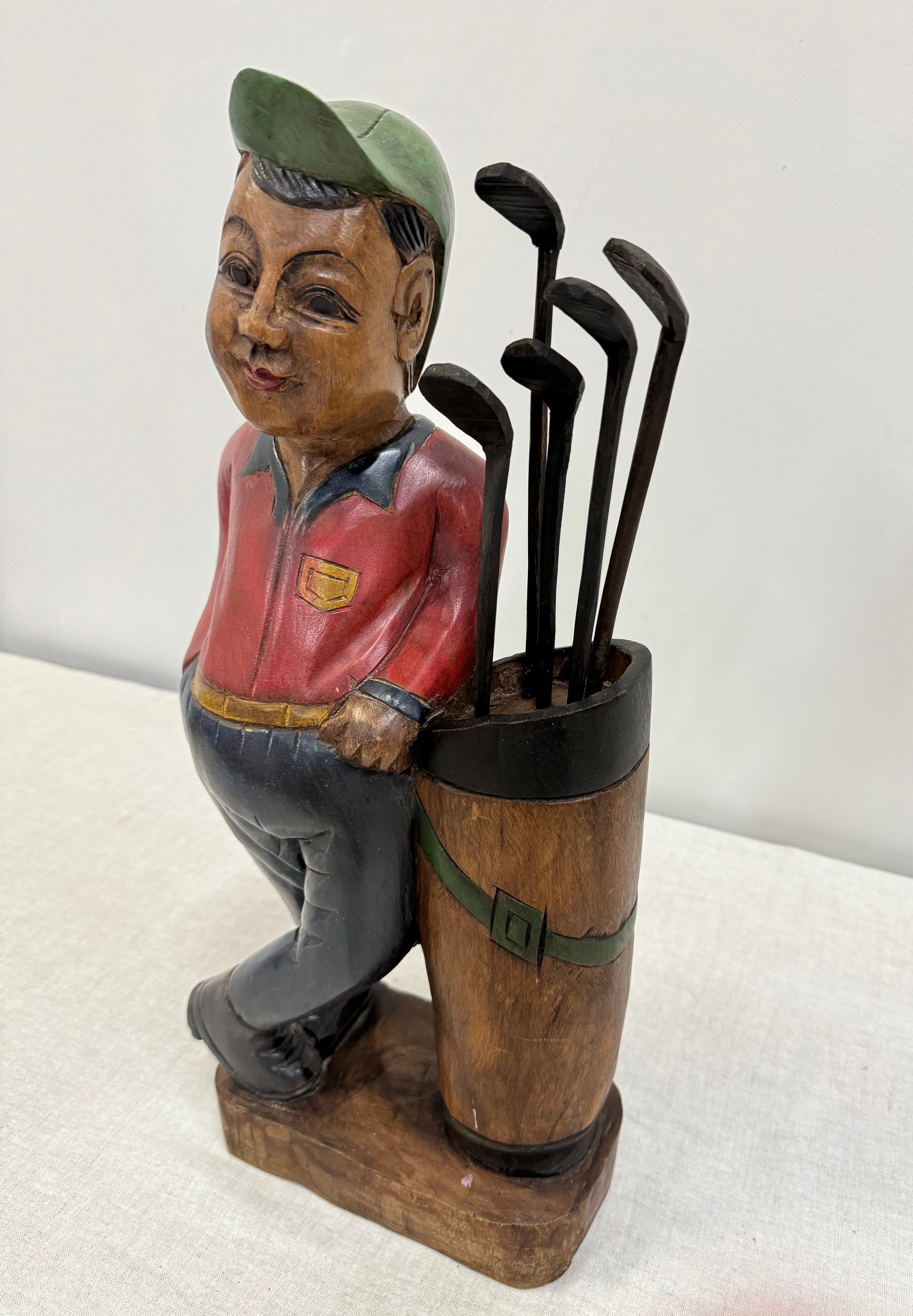 Hand-carved Wooden Golfer