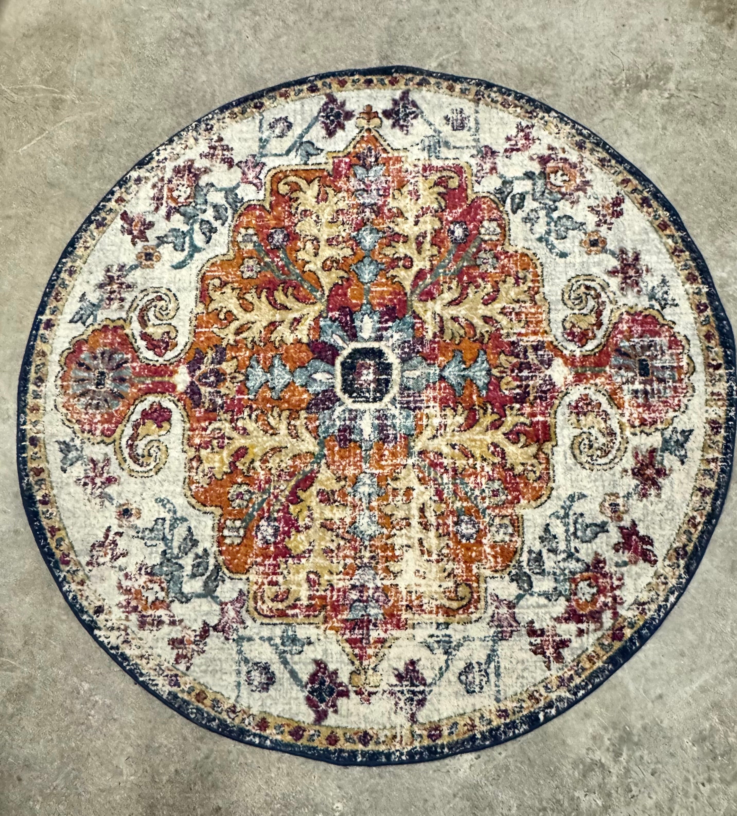 Multi-colour Wash Medallion 63" Rug