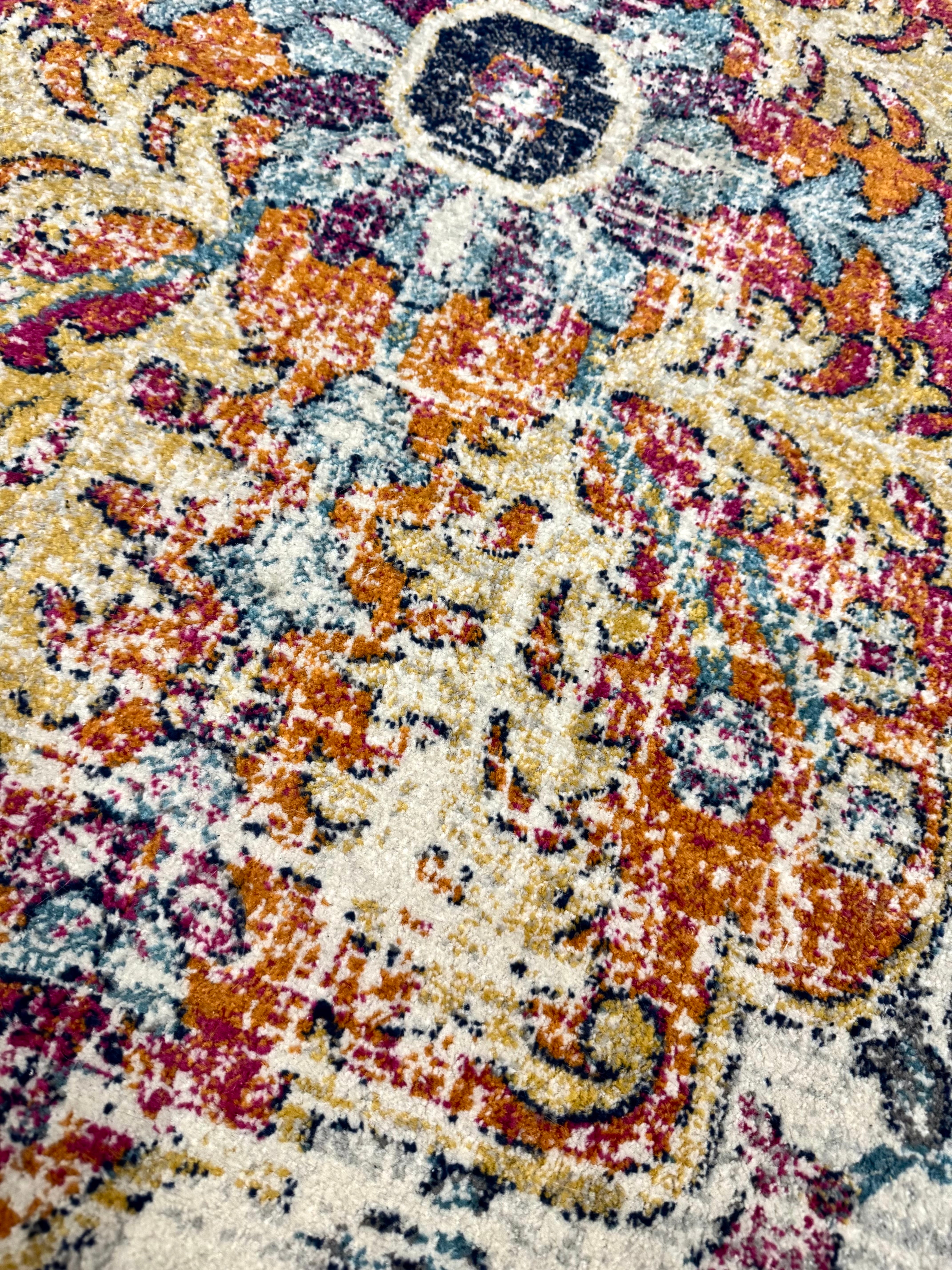 Multi-colour Wash Medallion 63" Rug