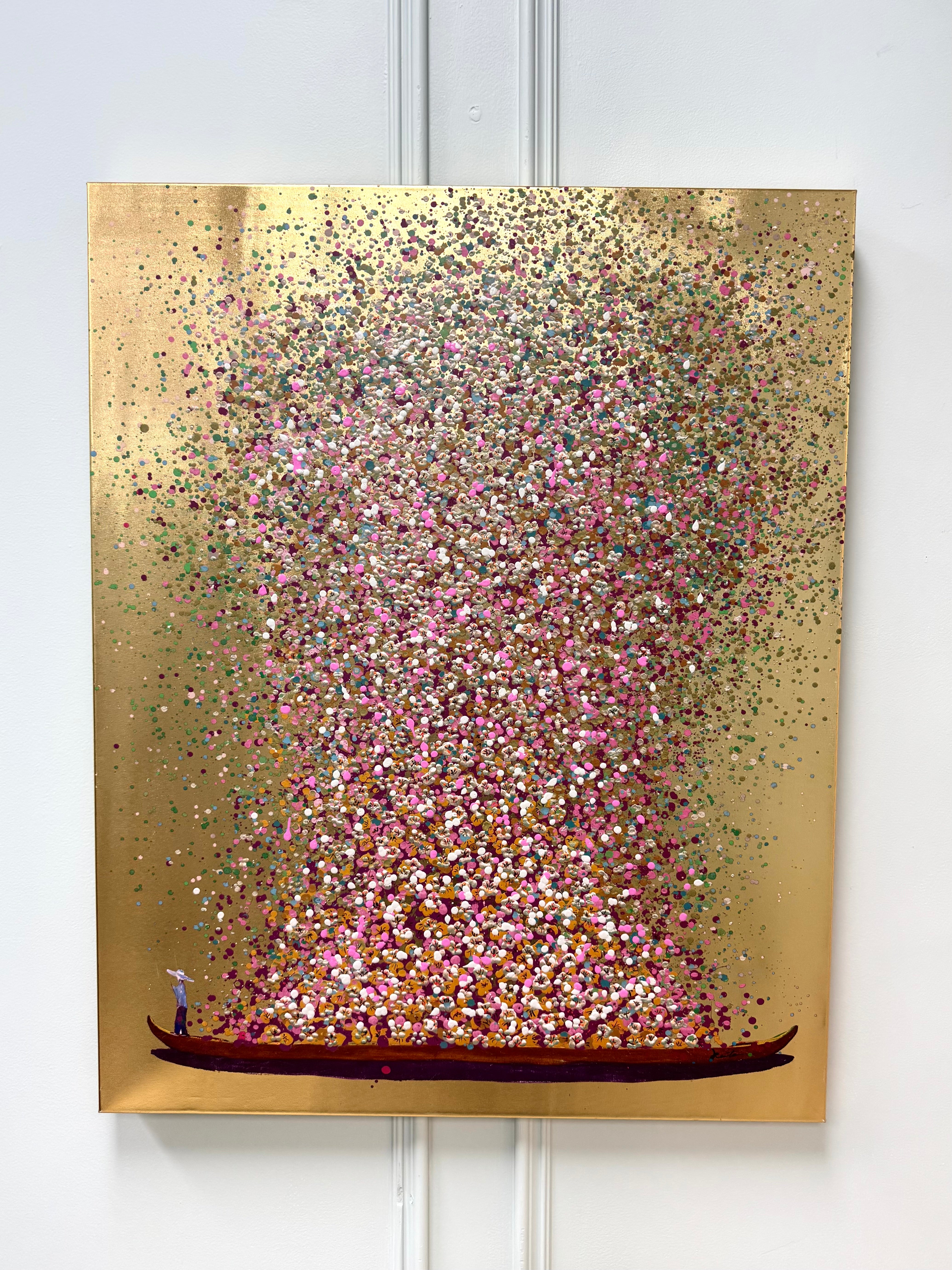 Gold Flower Boat Canvas Art