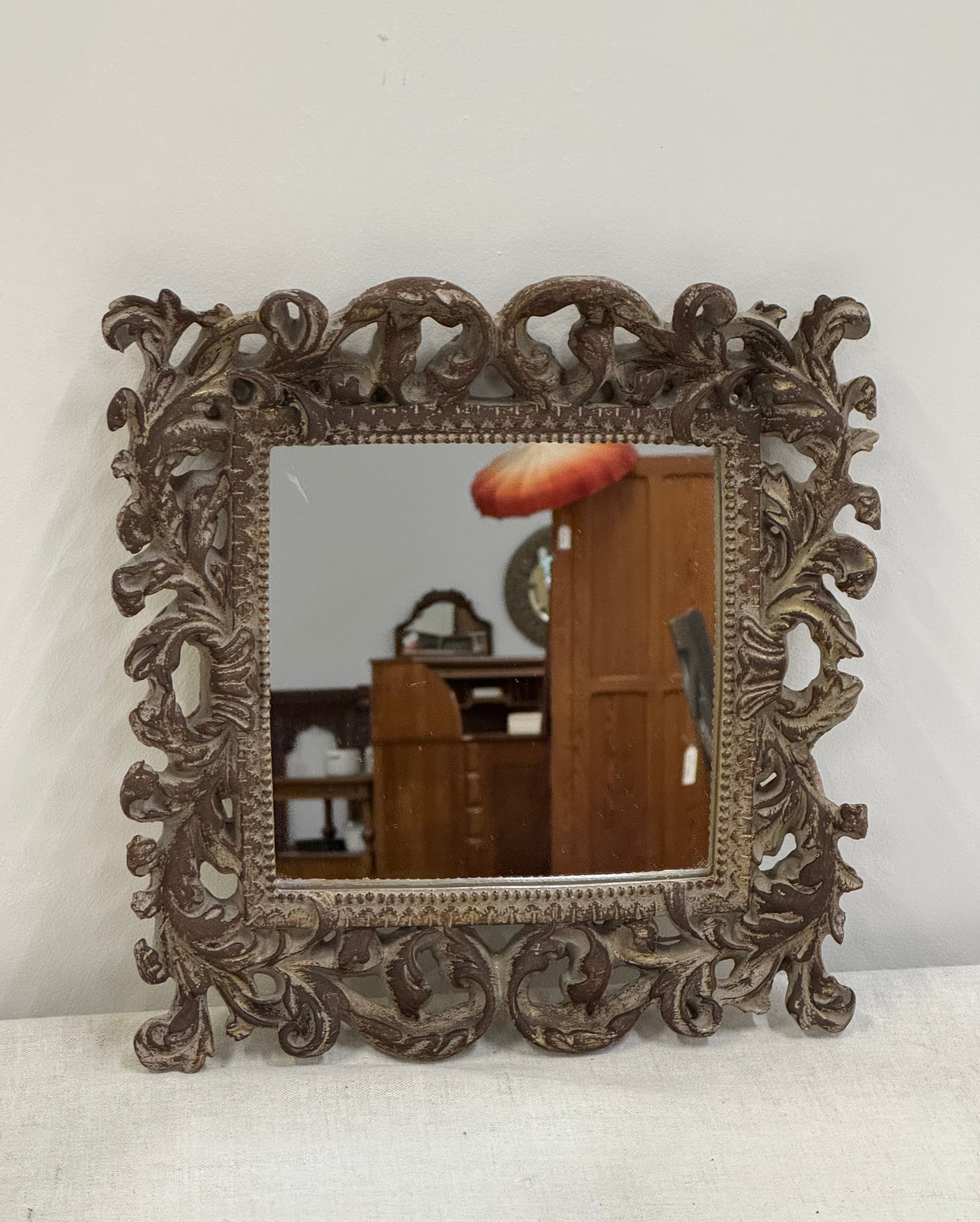 THREE HANDS 12” Carved Mirror