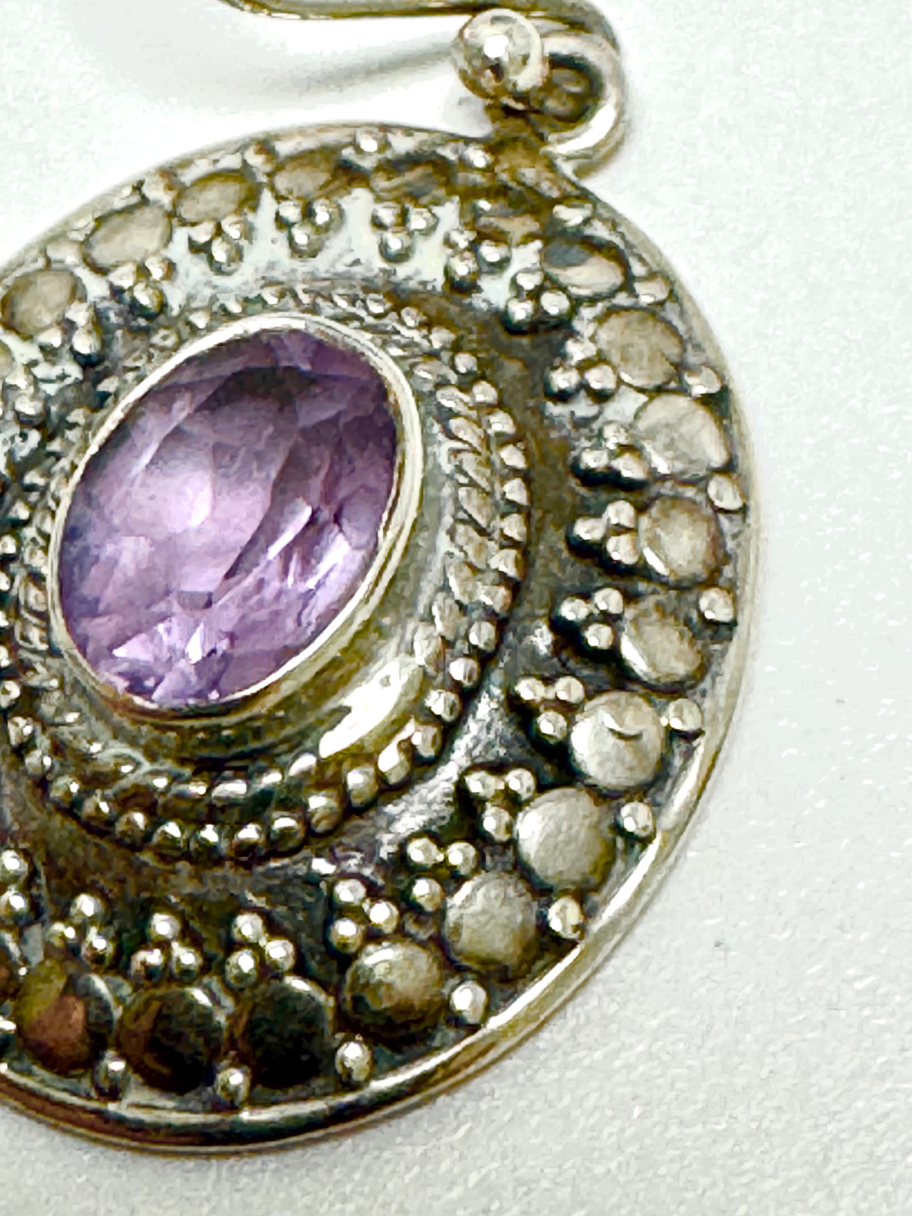 Bali Style Sterling Amethyst Earrings