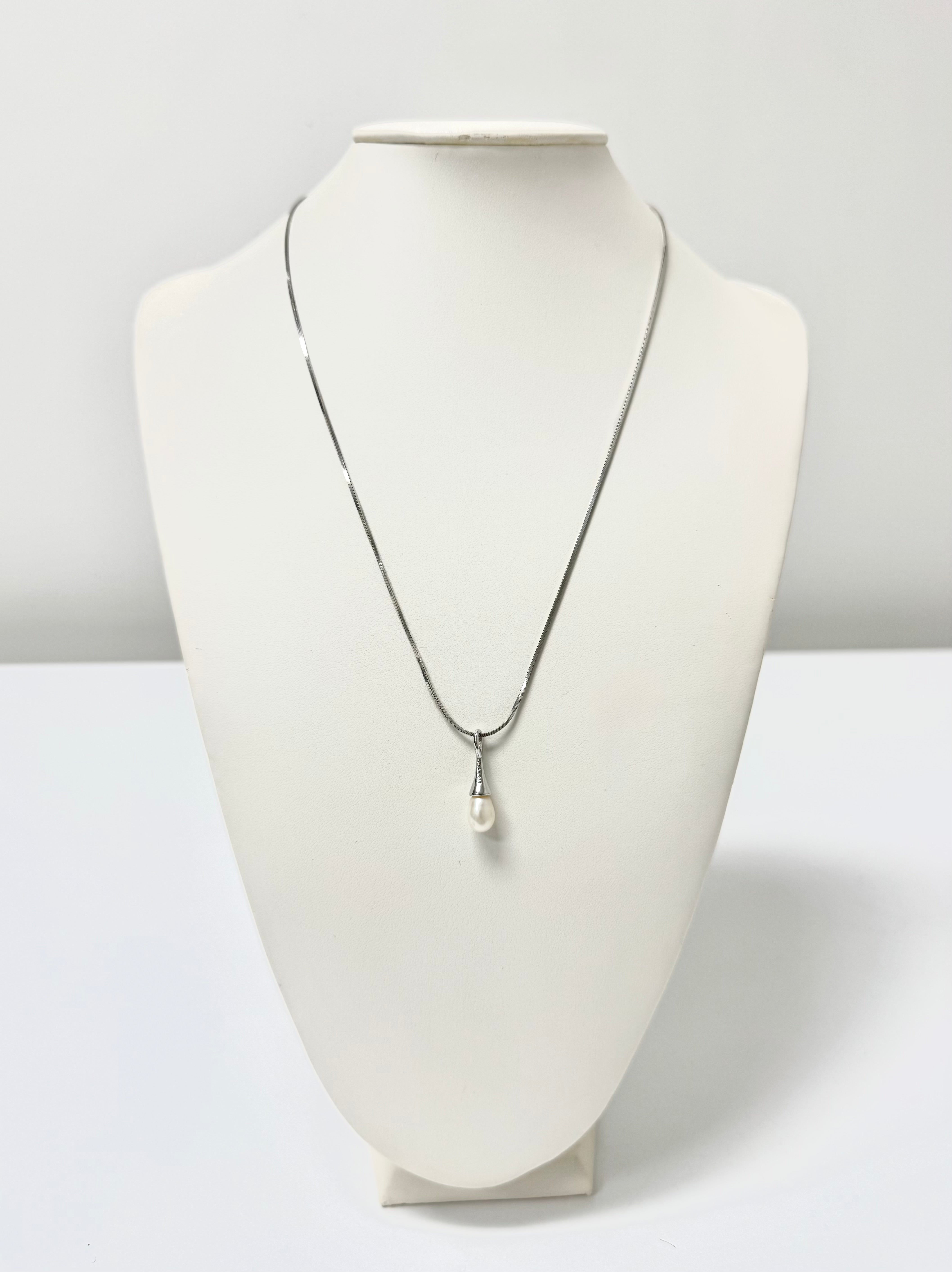 Sterling Pearl Drop Necklace