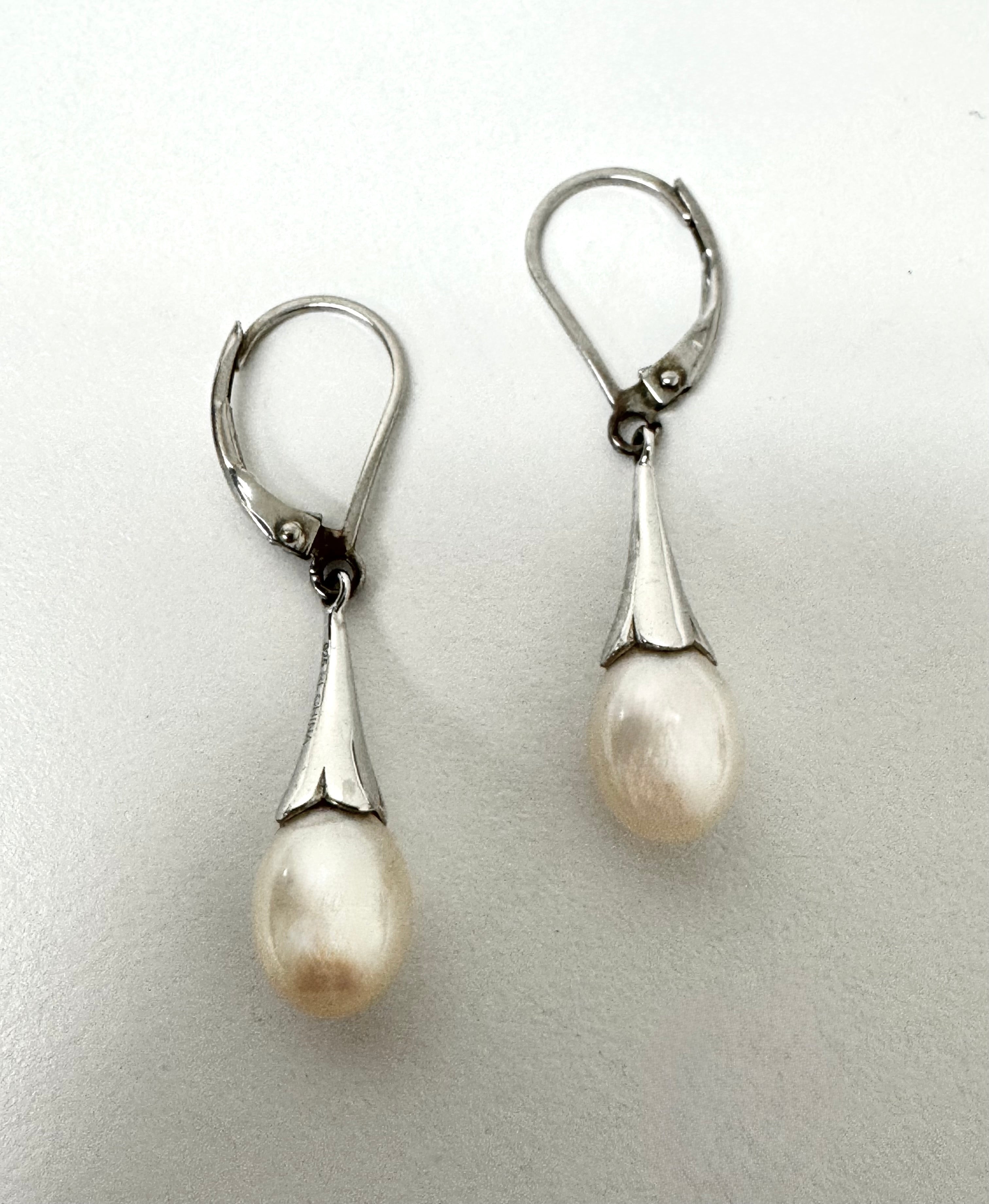 Sterling Pearl Drop Earrings