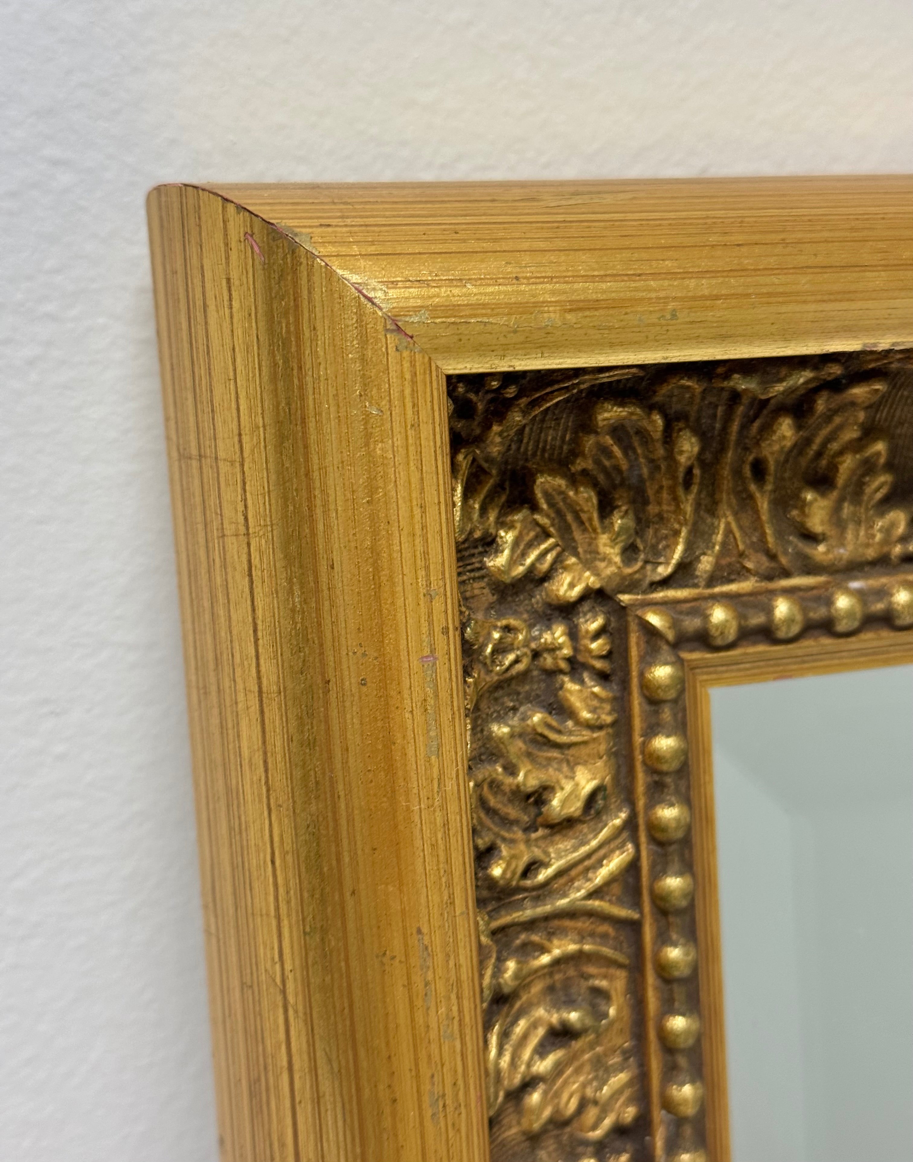 Ornate Gold Mirror with Beaded Border
