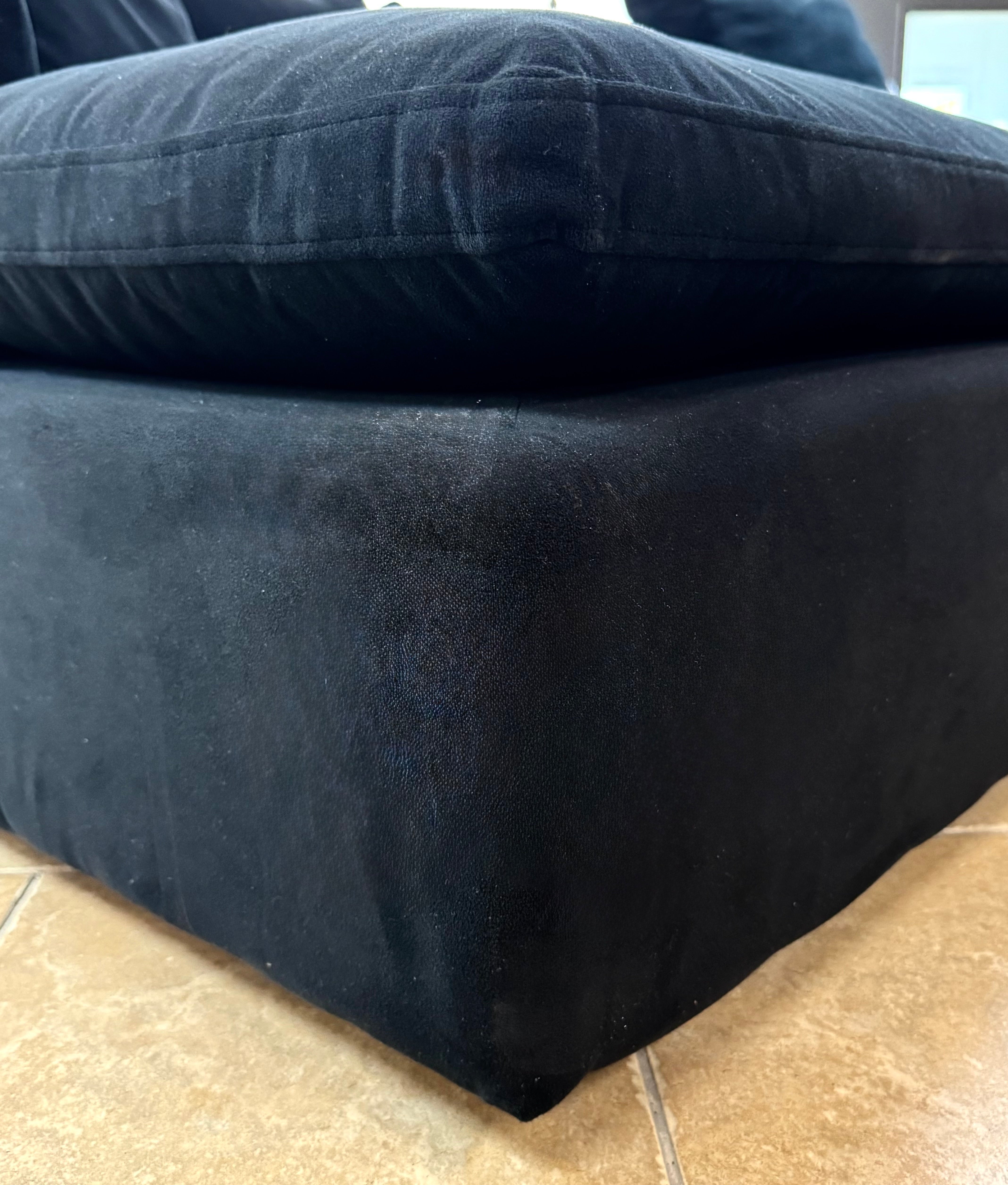 'Cloud' Black Velvet Right Chaise