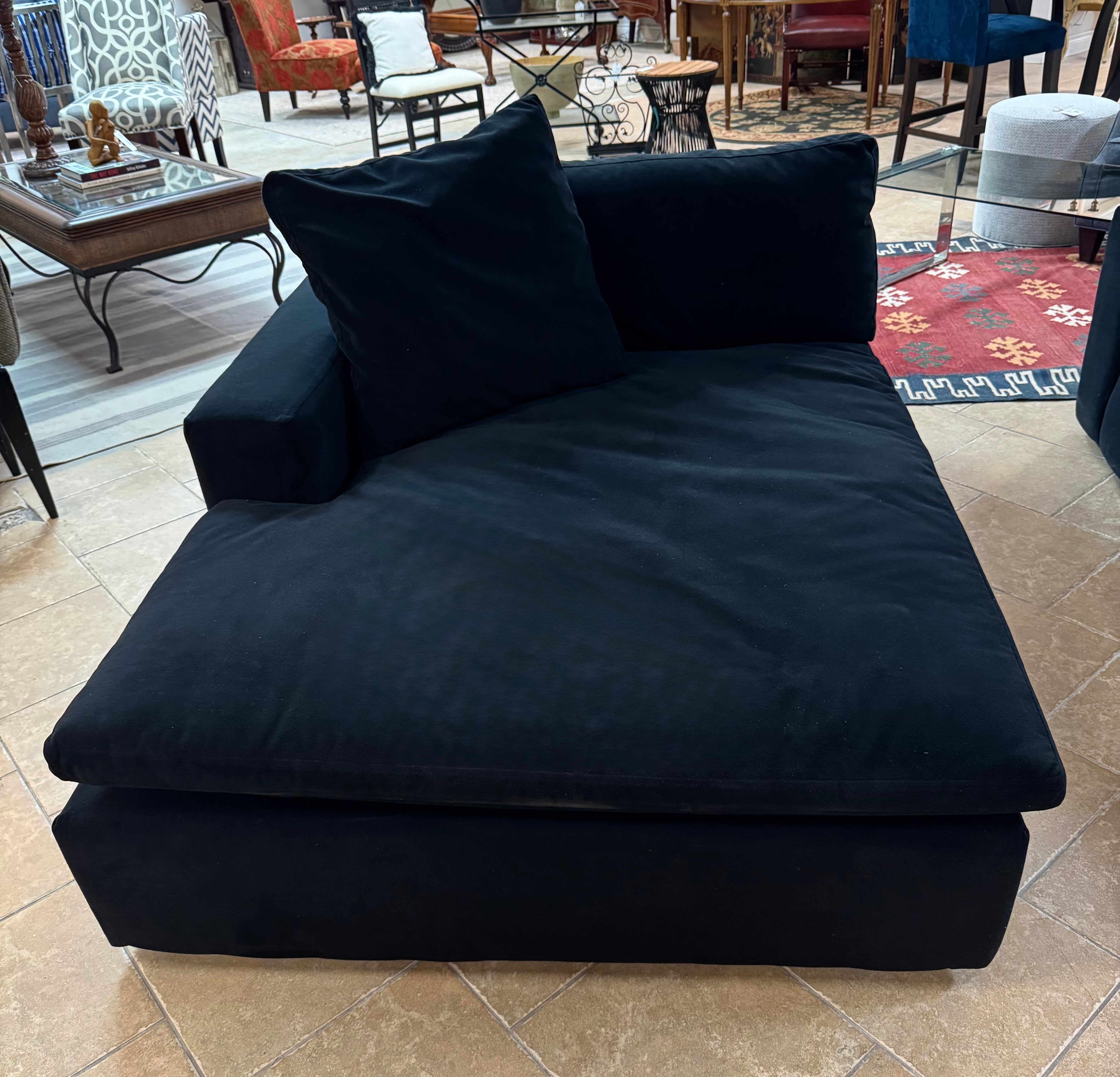 'Cloud' Black Velvet Left Chaise